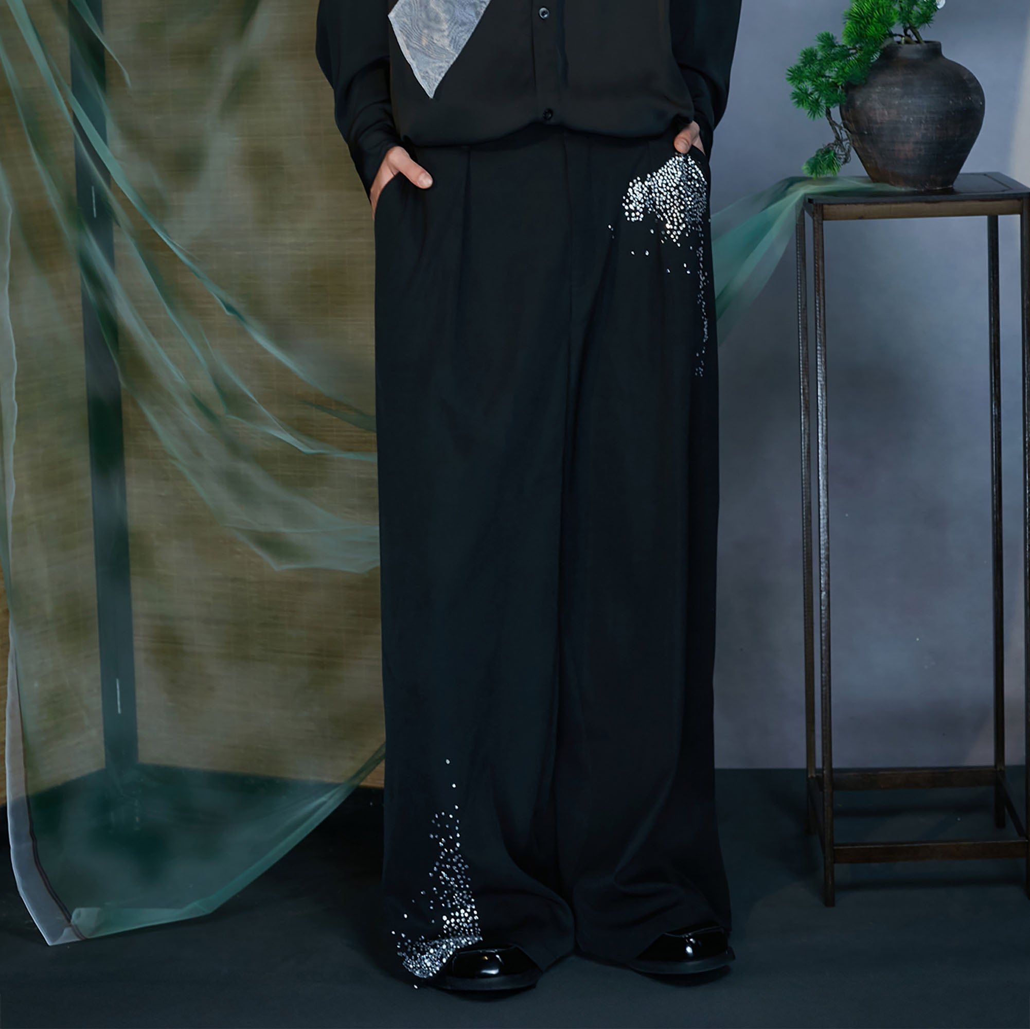 JIECHI Diamond Wide-Leg Pants