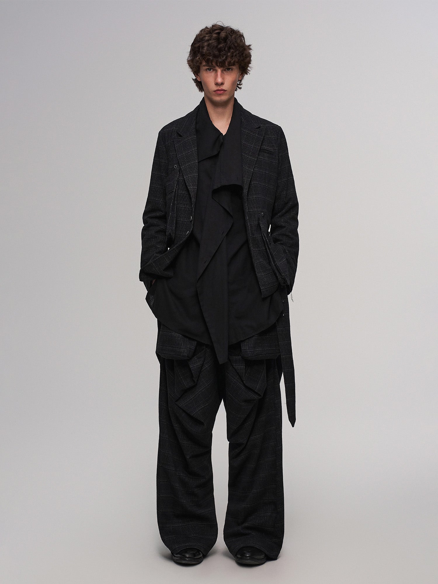 ILNya Nieternite Nifutur Asym Layered Wrap-Collar Shirt Coat Black