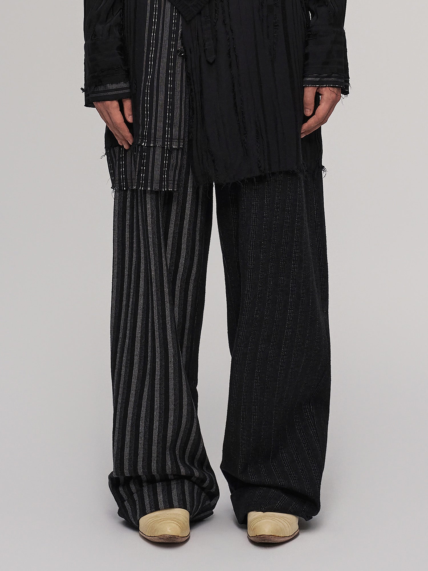 ILNya Nieternite Nifutur Asym Pinstripe Waistband Panel Wide-Leg Trousers