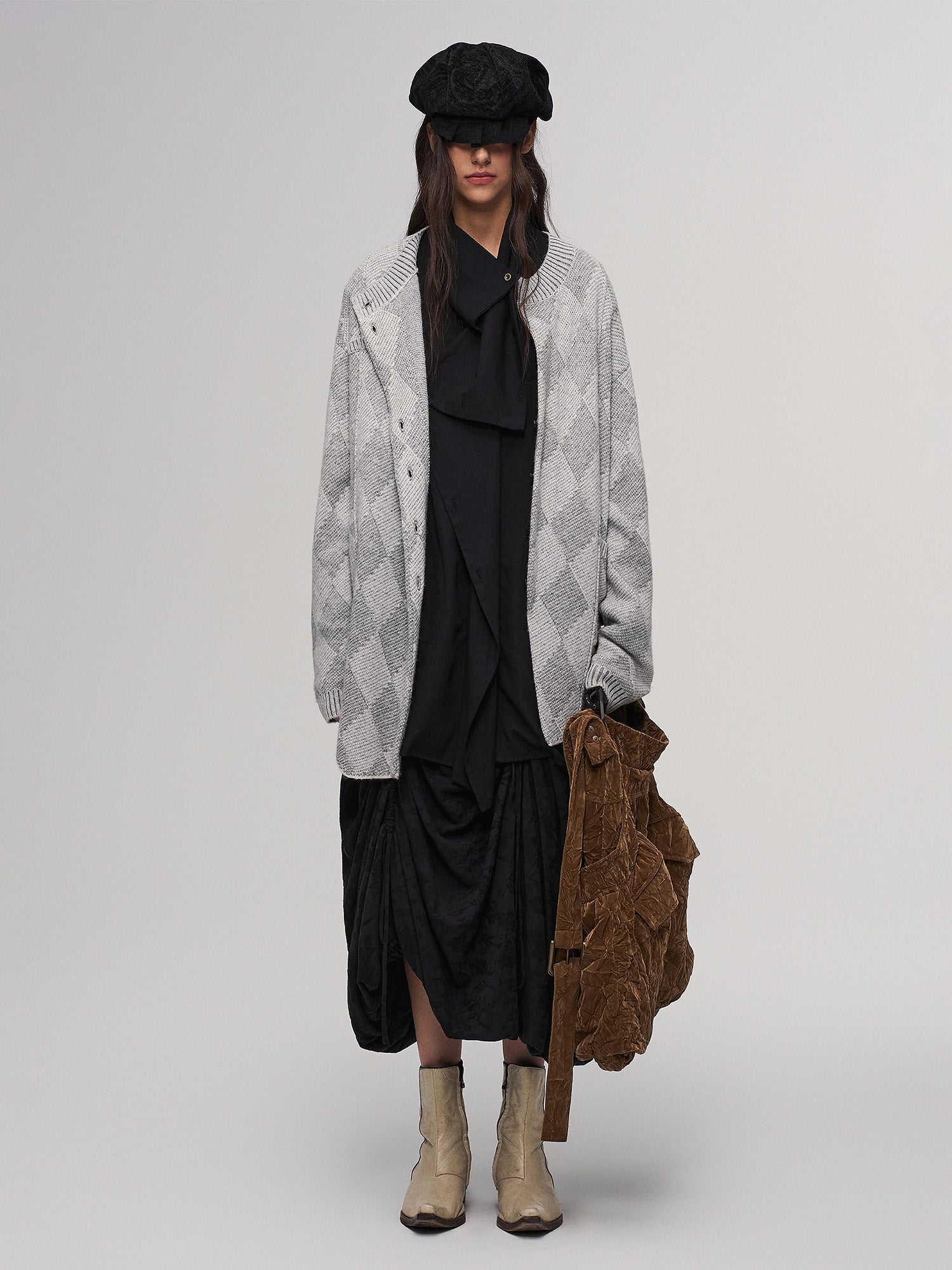 ILNya Nieternite Nifutur Wool-Blend Argyle Jacquard Cardigan Gray