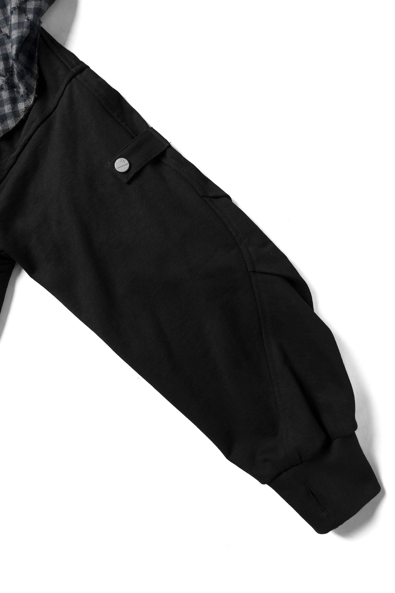 RELABEL Detachable Plaid Hood Jacket Black