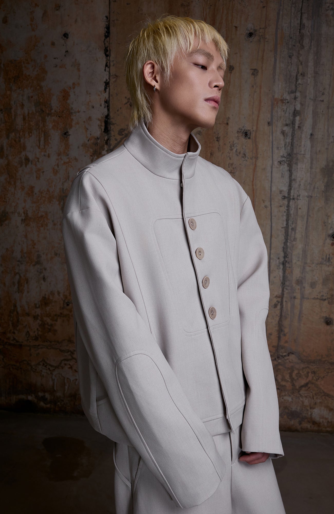 2000RSK Spliced Lace-Up Mock-Neck Jacket
