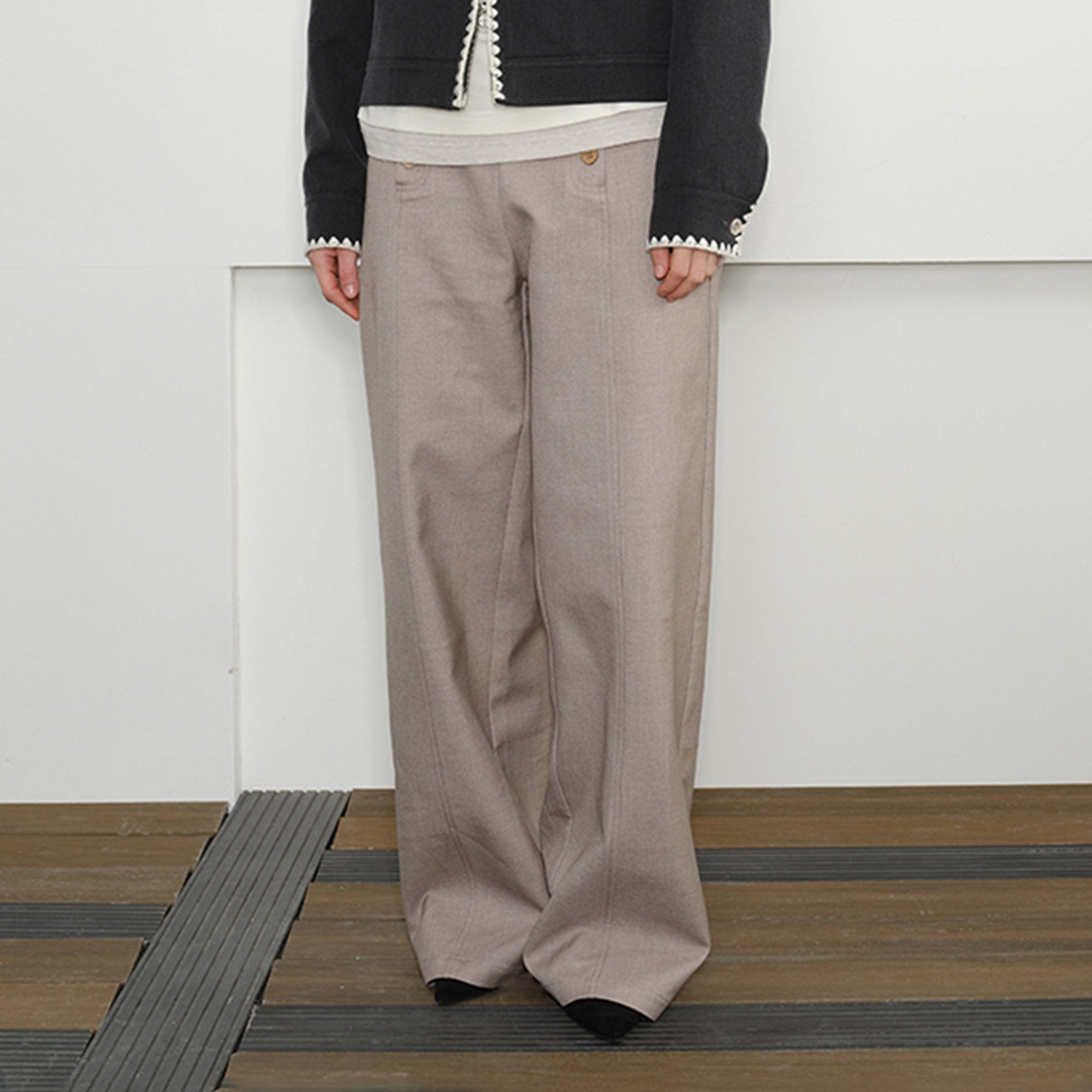 KREATE Double-Breasted Wide-Leg Trousers