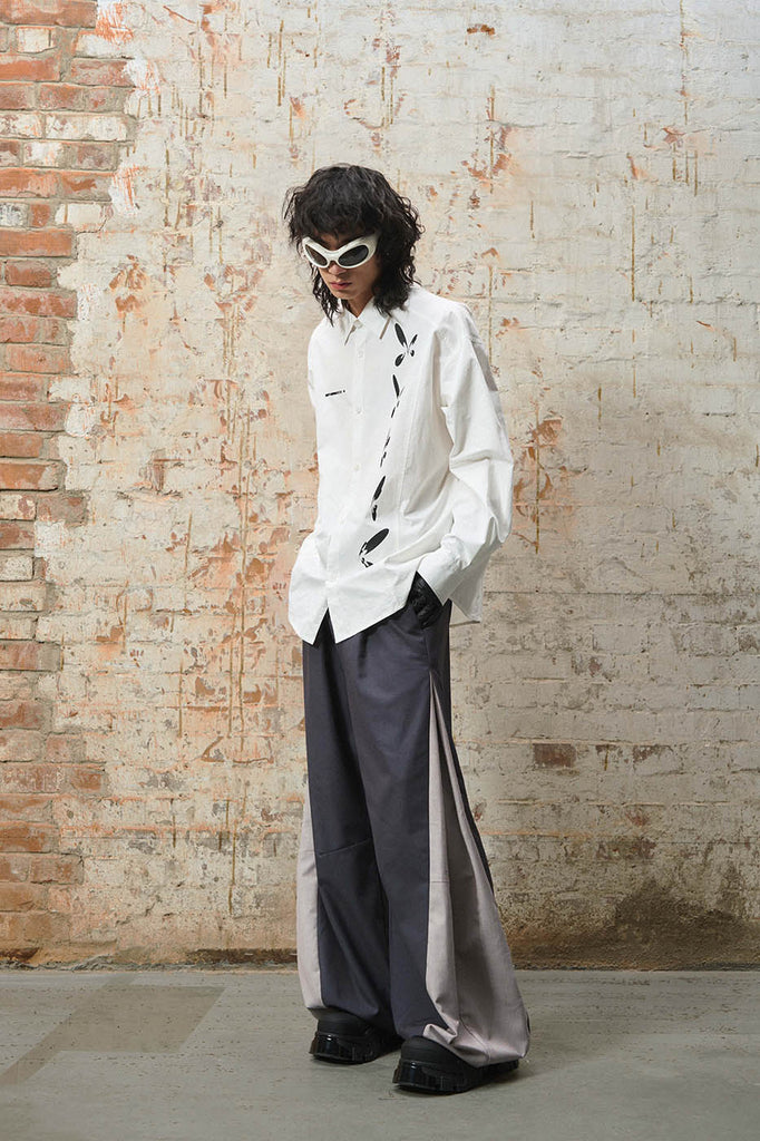 RELABEL Contrast Spliced Wide-Leg Pants, premium urban and streetwear designers apparel on PROJECTISR.com, RELABEL