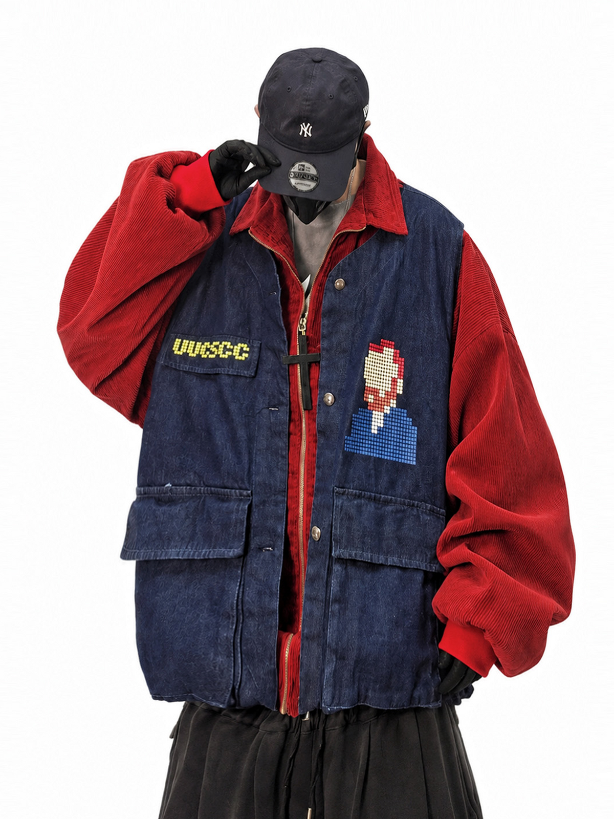 UUCSCC Retro Corduroy Faux Two-Piece Multi-Pocket Jacket, premium urban and streetwear designers apparel on PROJECTISR.com, UUCSCC