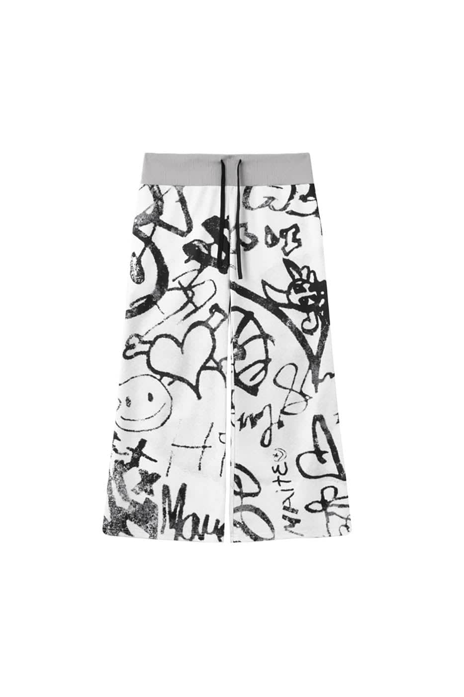 DAMAGE ASIA Doodle Full-Print Wide-Leg Pants, premium urban and streetwear designers apparel on PROJECTISR.com, DAMAGE ASIA