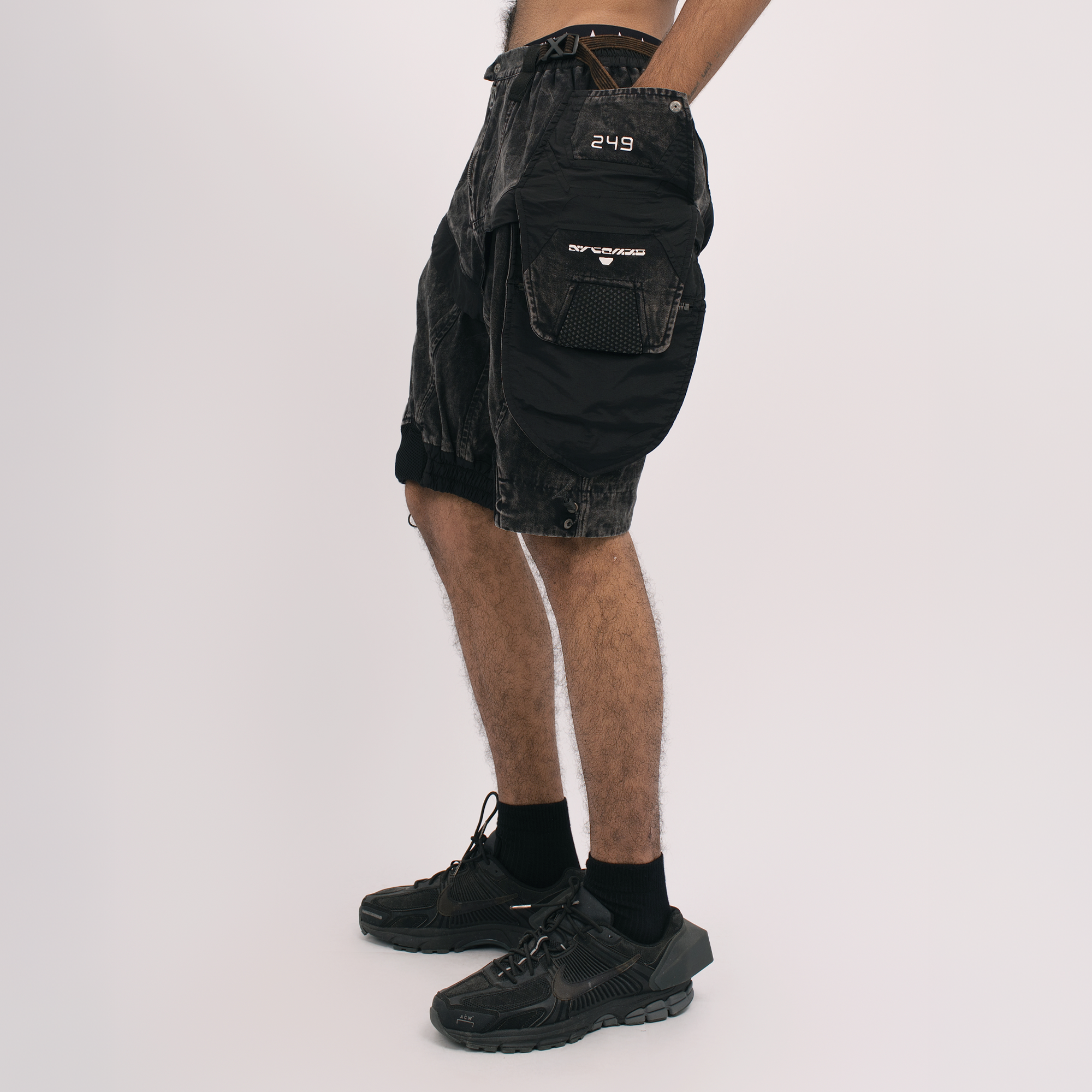 STEAM Distressed Spliced Detachable Utility Shorts