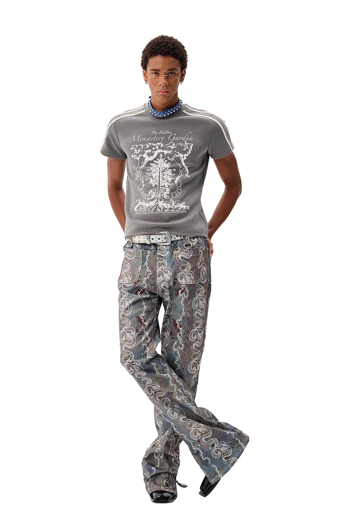 CYCYCY Serpentine Graphic Flared Jeans