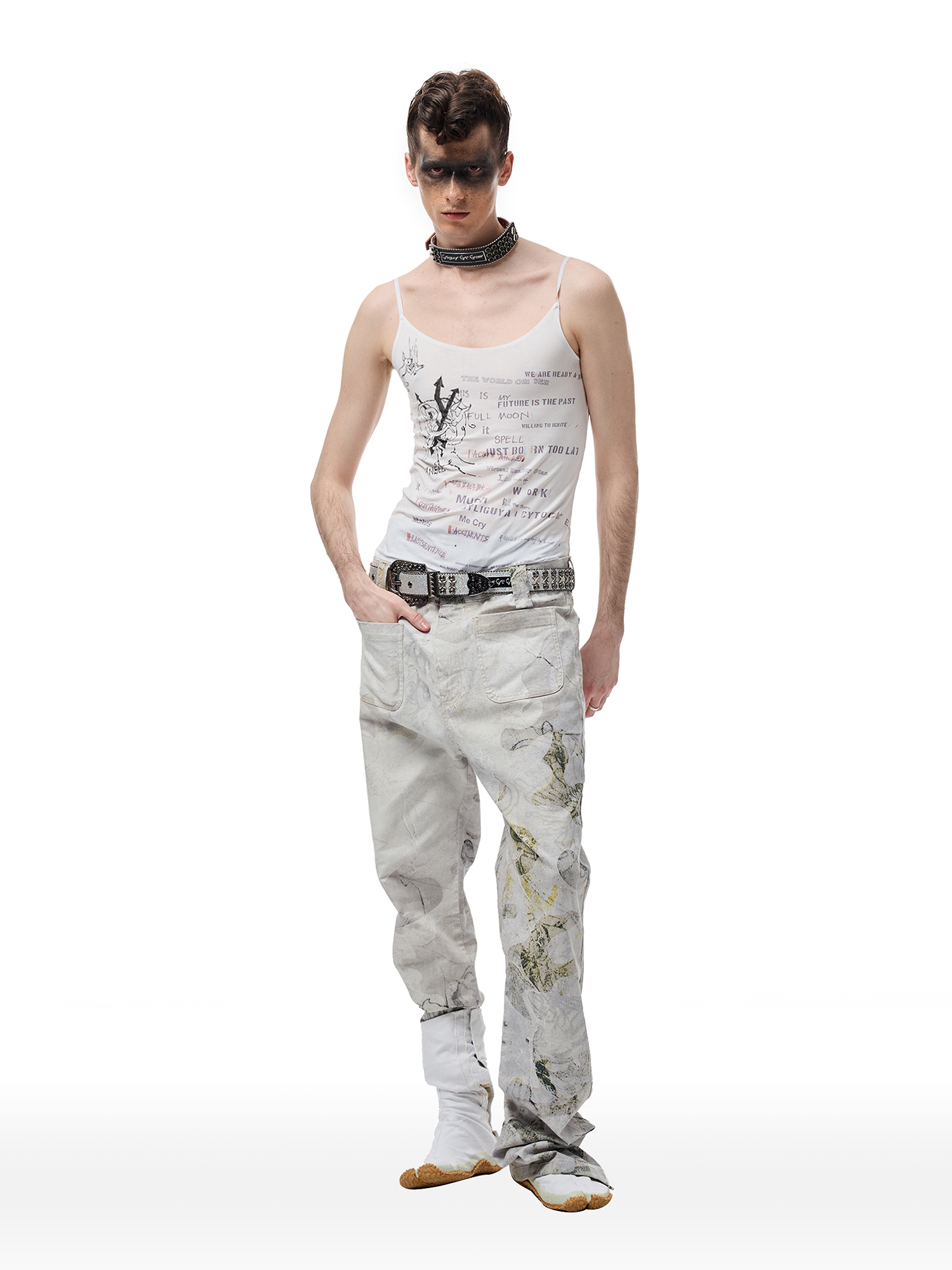 CYCYCY Floral Lace Full-Print Flared Jeans