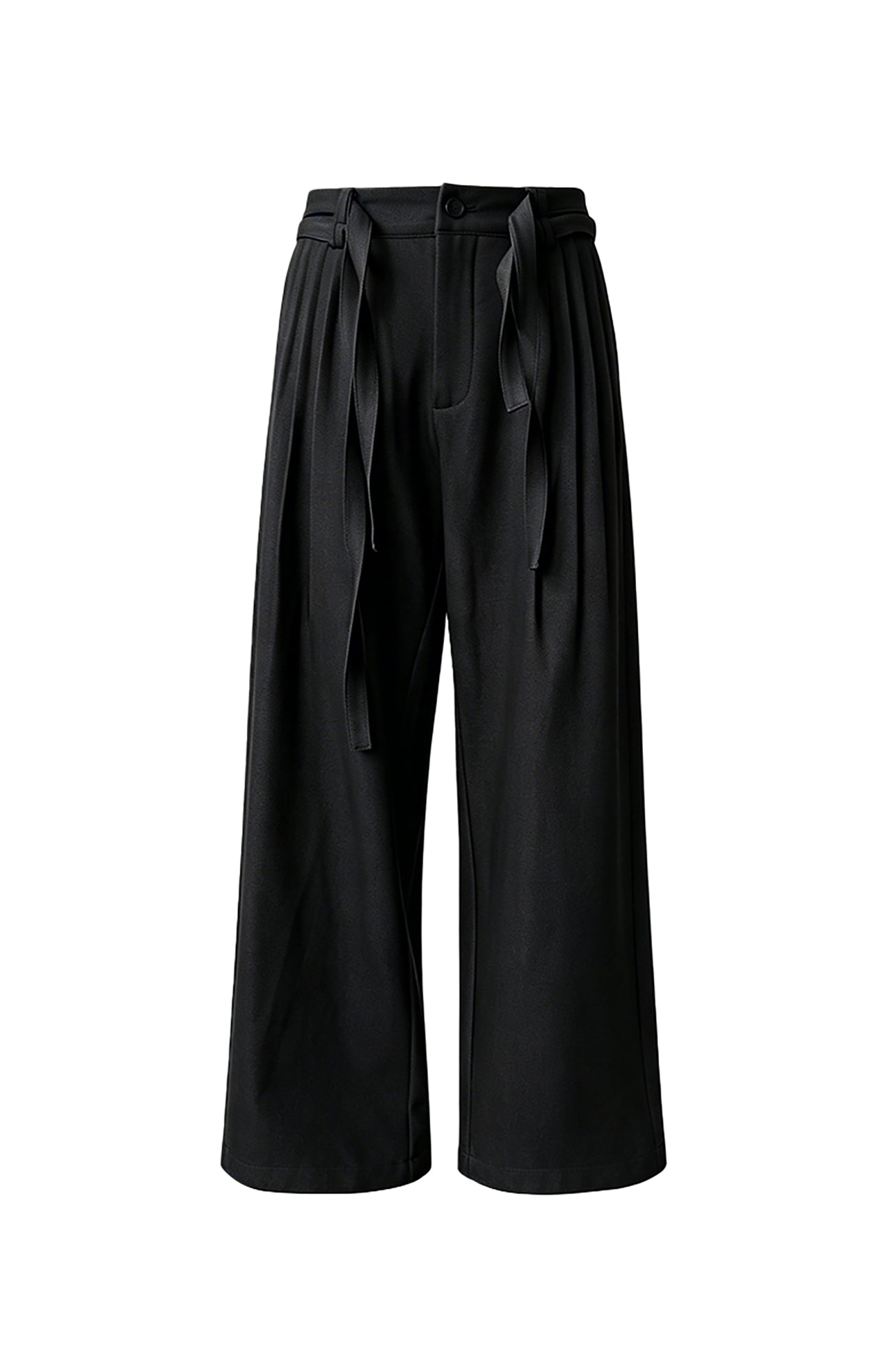 KREATE Double Belt Pleated Wide-Leg Trousers