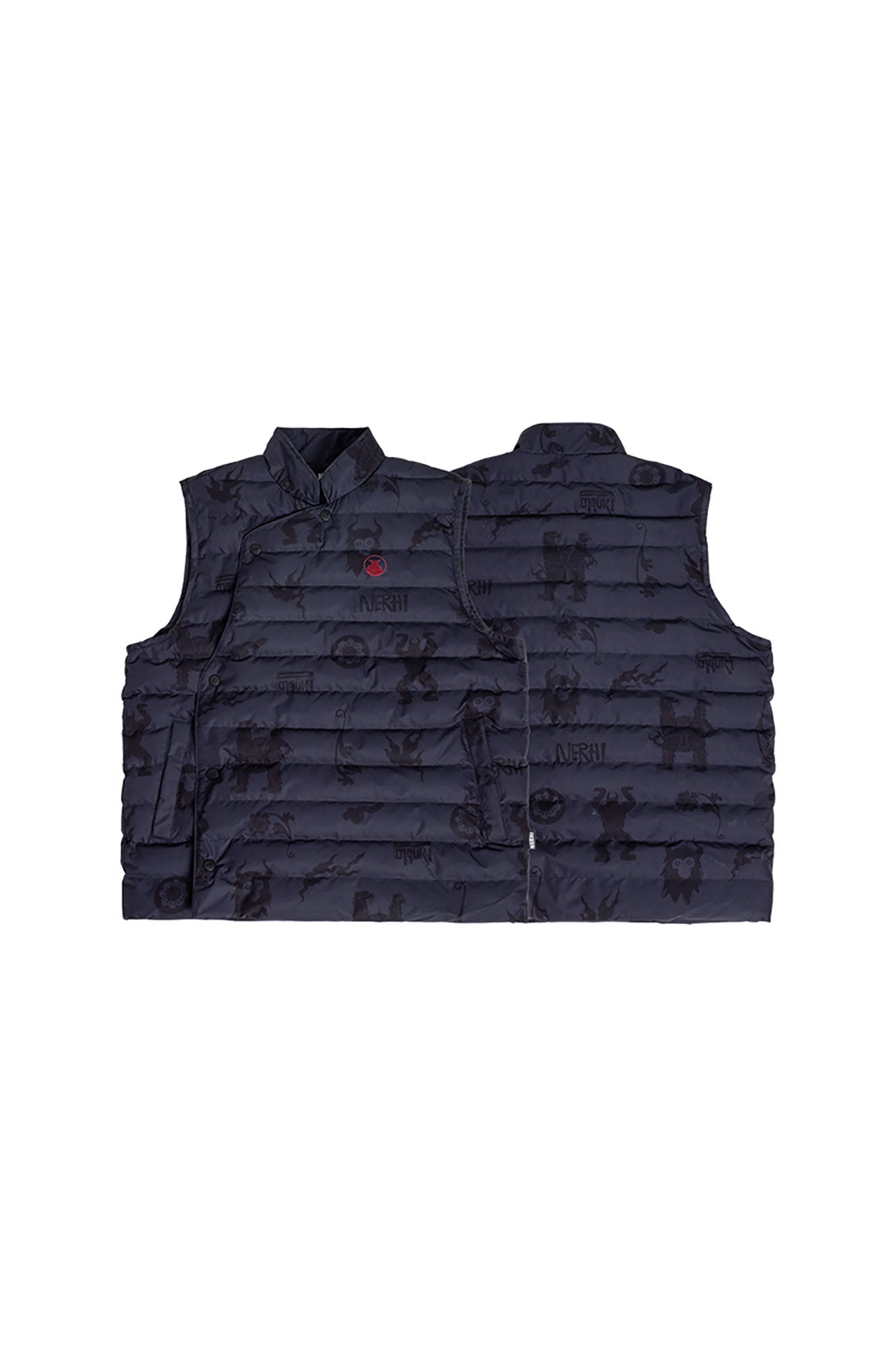 NERHI Asym Button Full-Print Down Vest