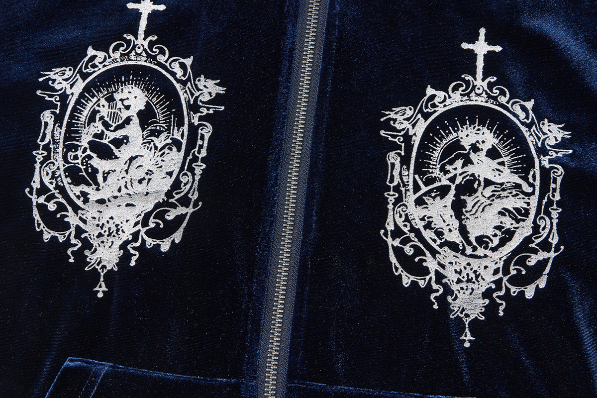 SAXGENWON Velvet Metallic Silver Graphic Hoodie Set
