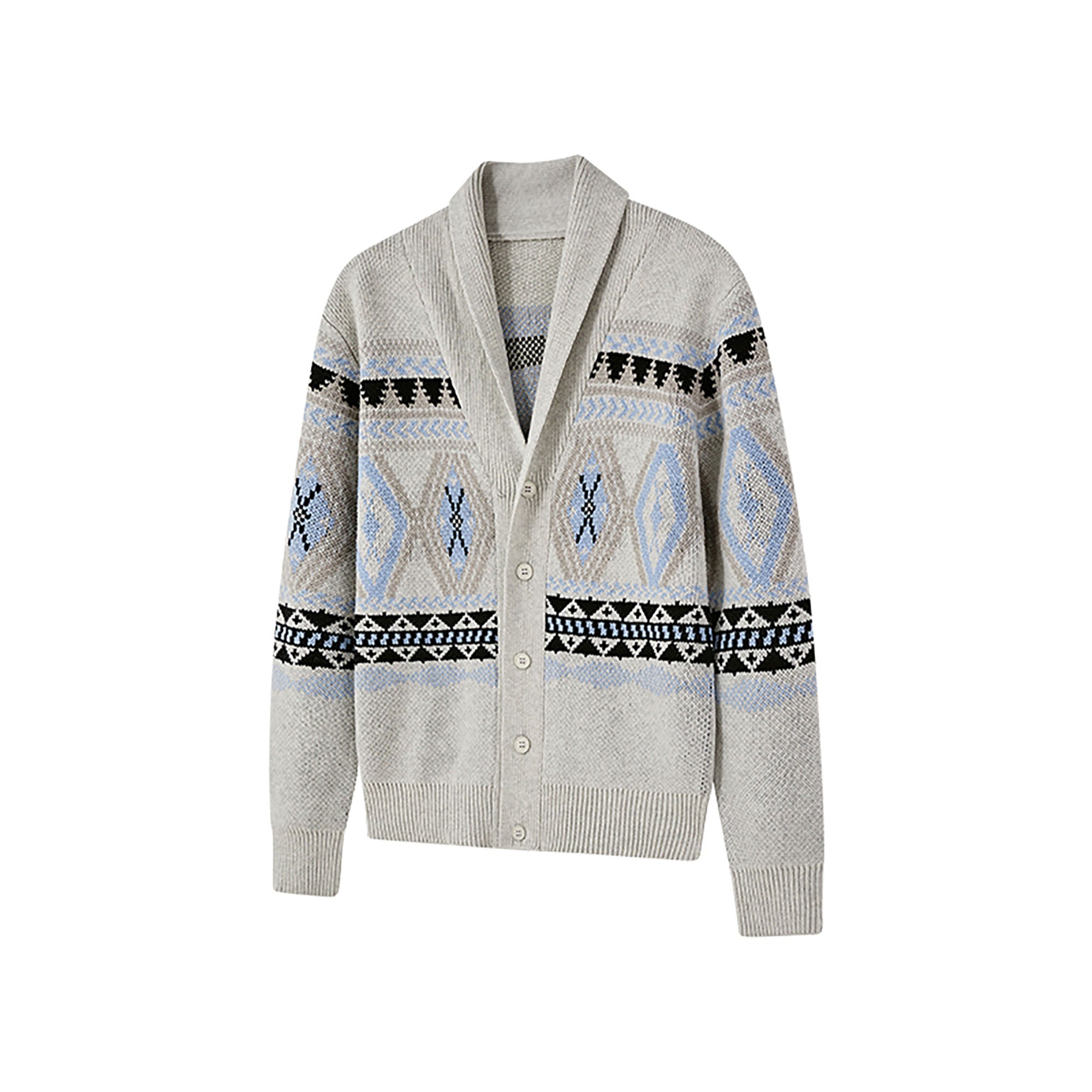KREATE Fair Isle Shawl Collar Cardigan
