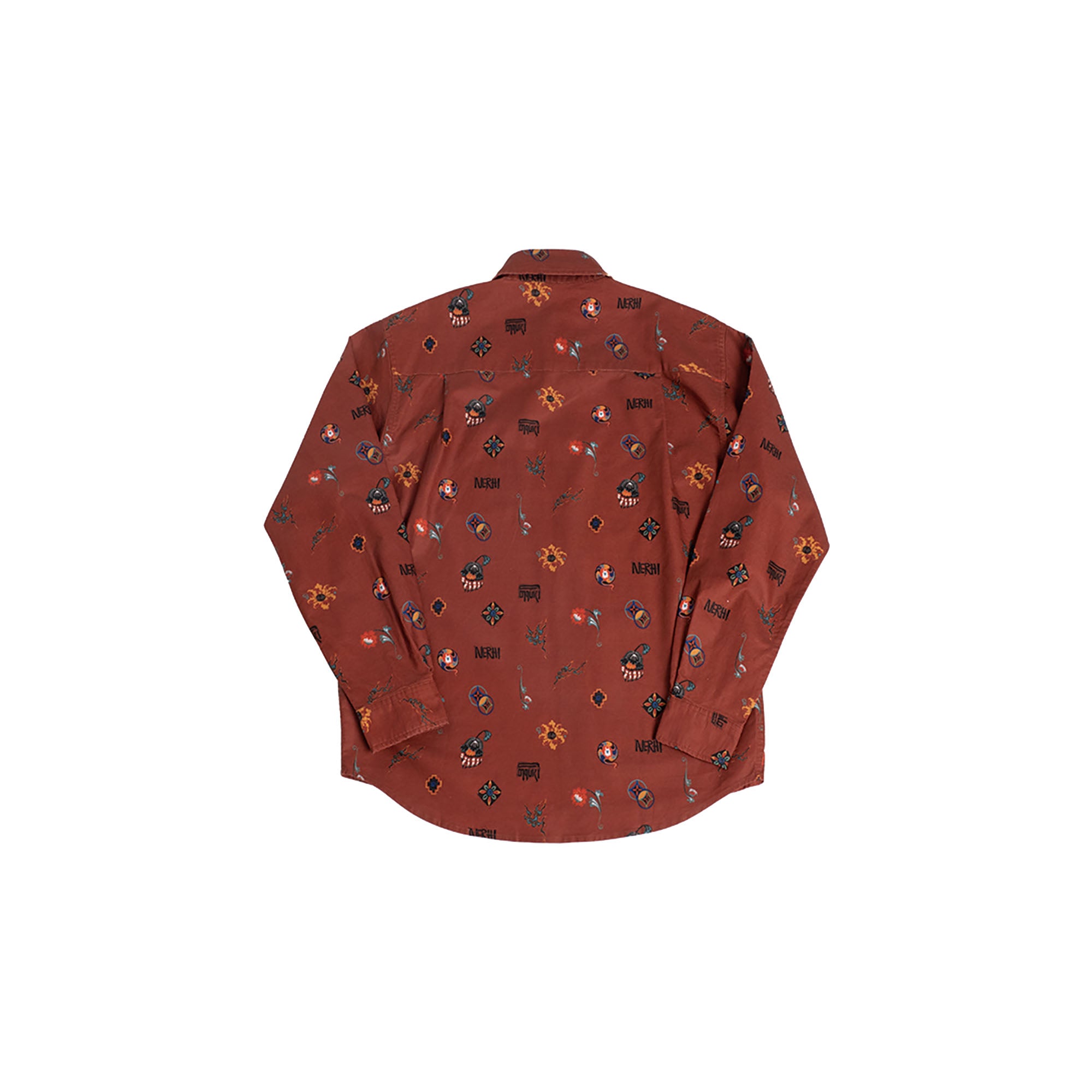 NERHI Asym Tribal Totem Full-Print Shirt