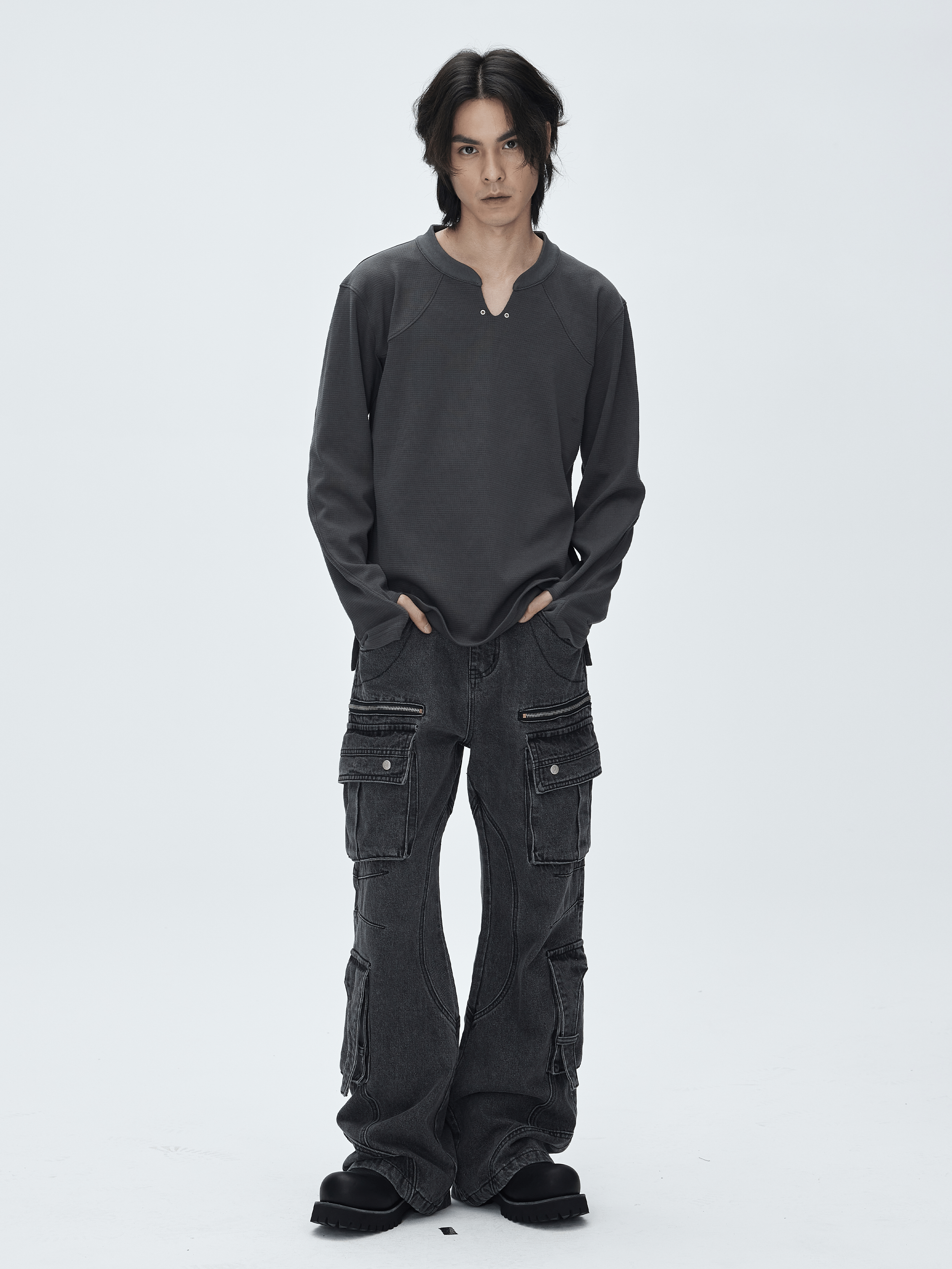 CATSSTAC Washed Multi-Pocket Utility Straight-Leg Jeans, premium urban and streetwear designers apparel on PROJECTISR.com, CATSSTAC