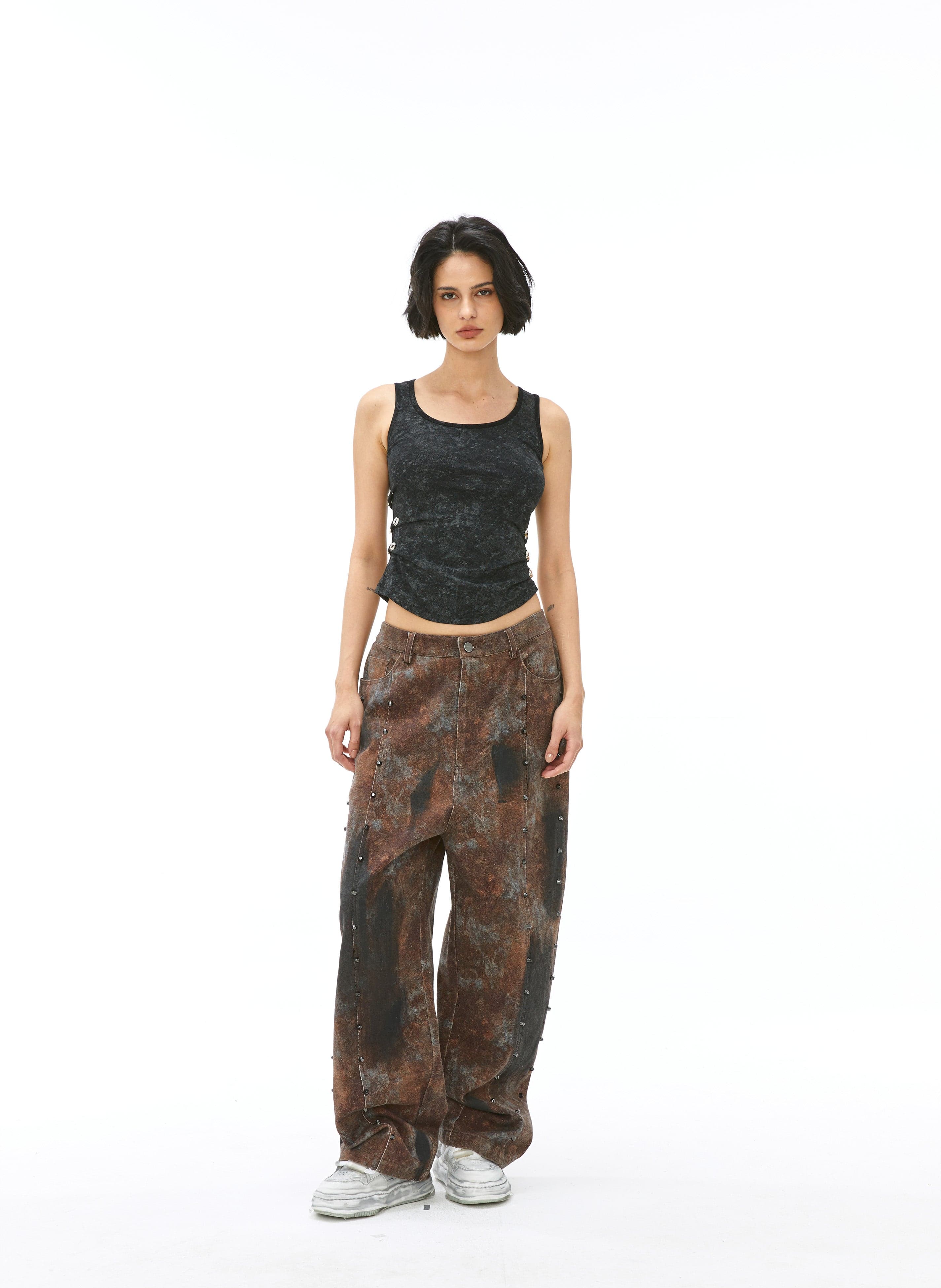 VANN VALRENCE Dirty Fit Studded Straight-Leg Jeans, premium urban and streetwear designers apparel on PROJECTISR.com, VANN VALRENCE