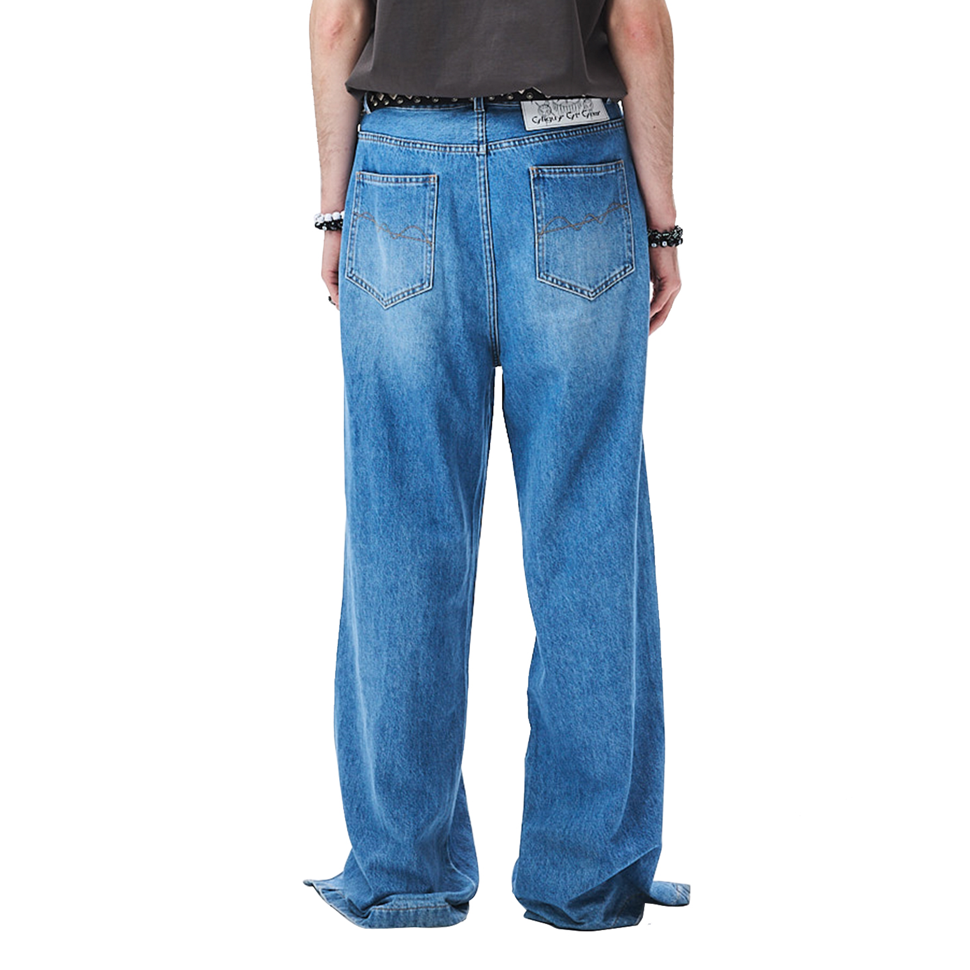 CYCYCY Deconstructed Double-Waist Washed Jeans
