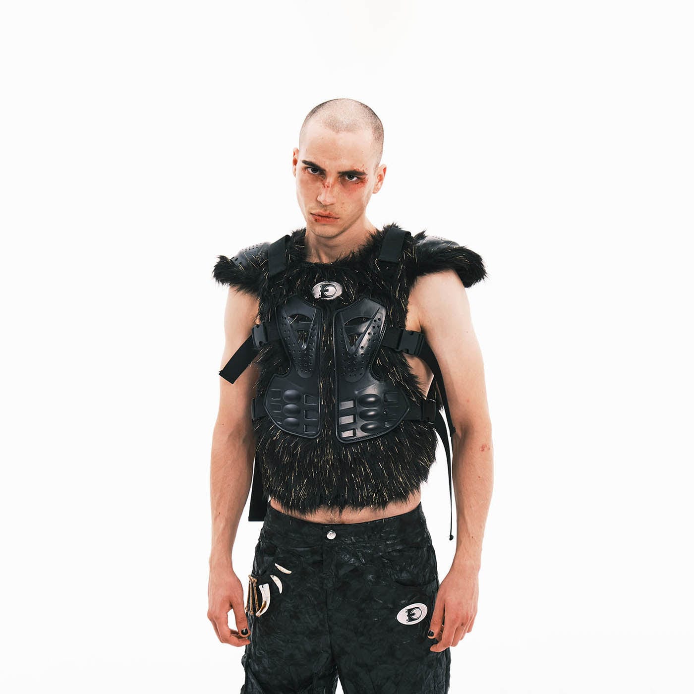 EMBRYO Cyber Faux Fur Warrior Vest, premium urban and streetwear designers apparel on PROJECTISR.com, EMBRYO