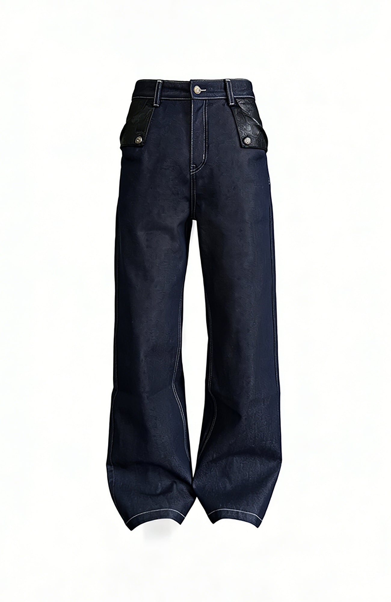 KREATE Raw PU-Paneled Flare Denim, premium urban and streetwear designers apparel on PROJECTISR.com, KREATE