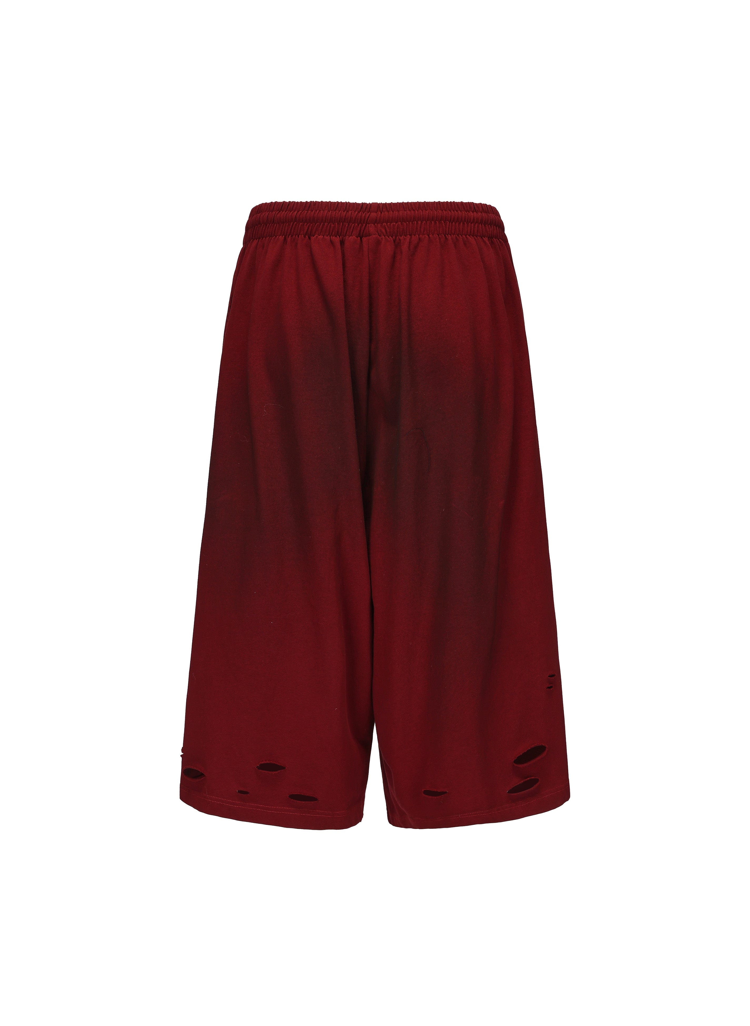 VANN VALRENCE Washed Gradient Distressed Oversized Shorts