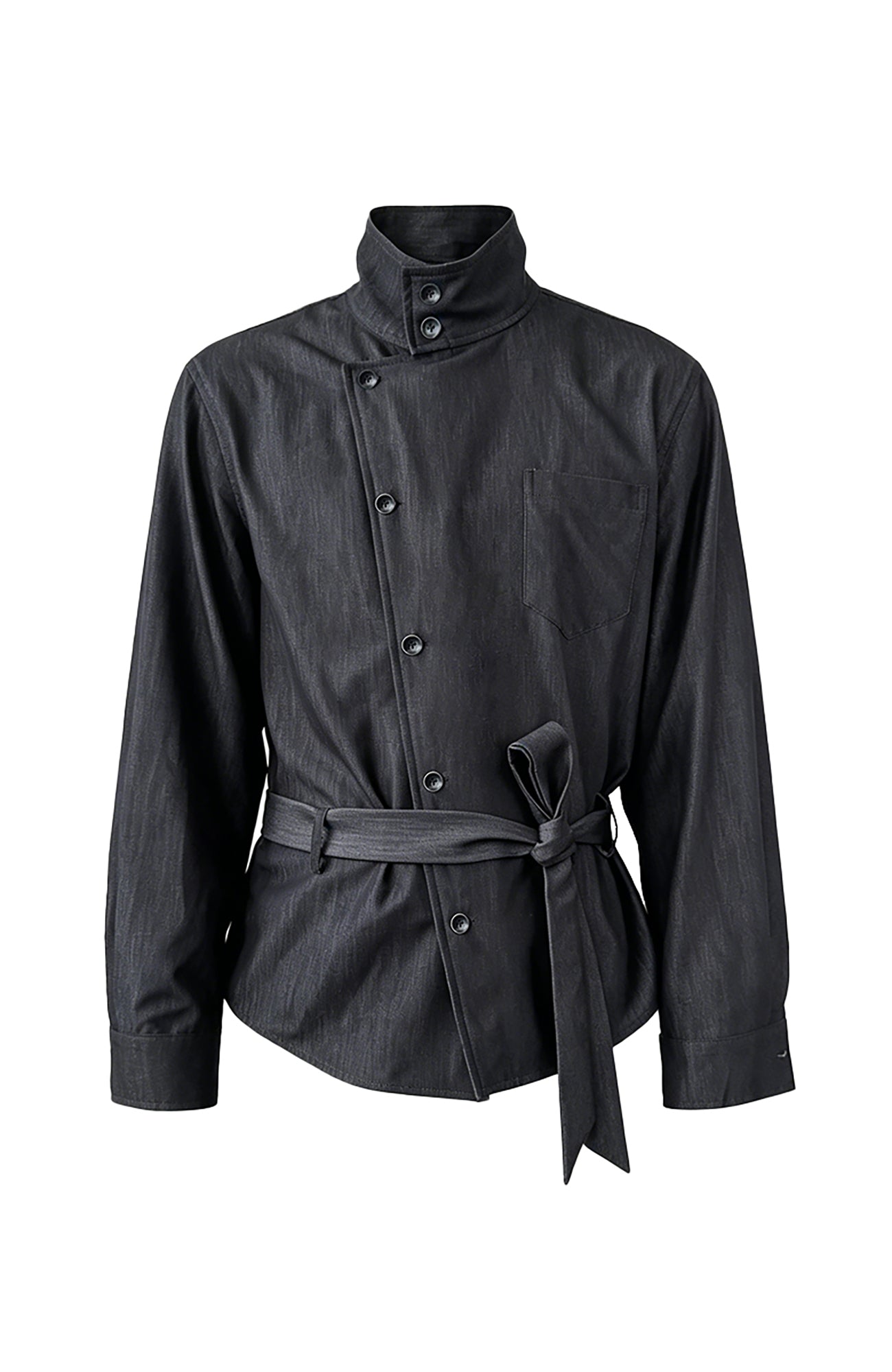 KREATE Stand Collar Wrap Tie Shirt