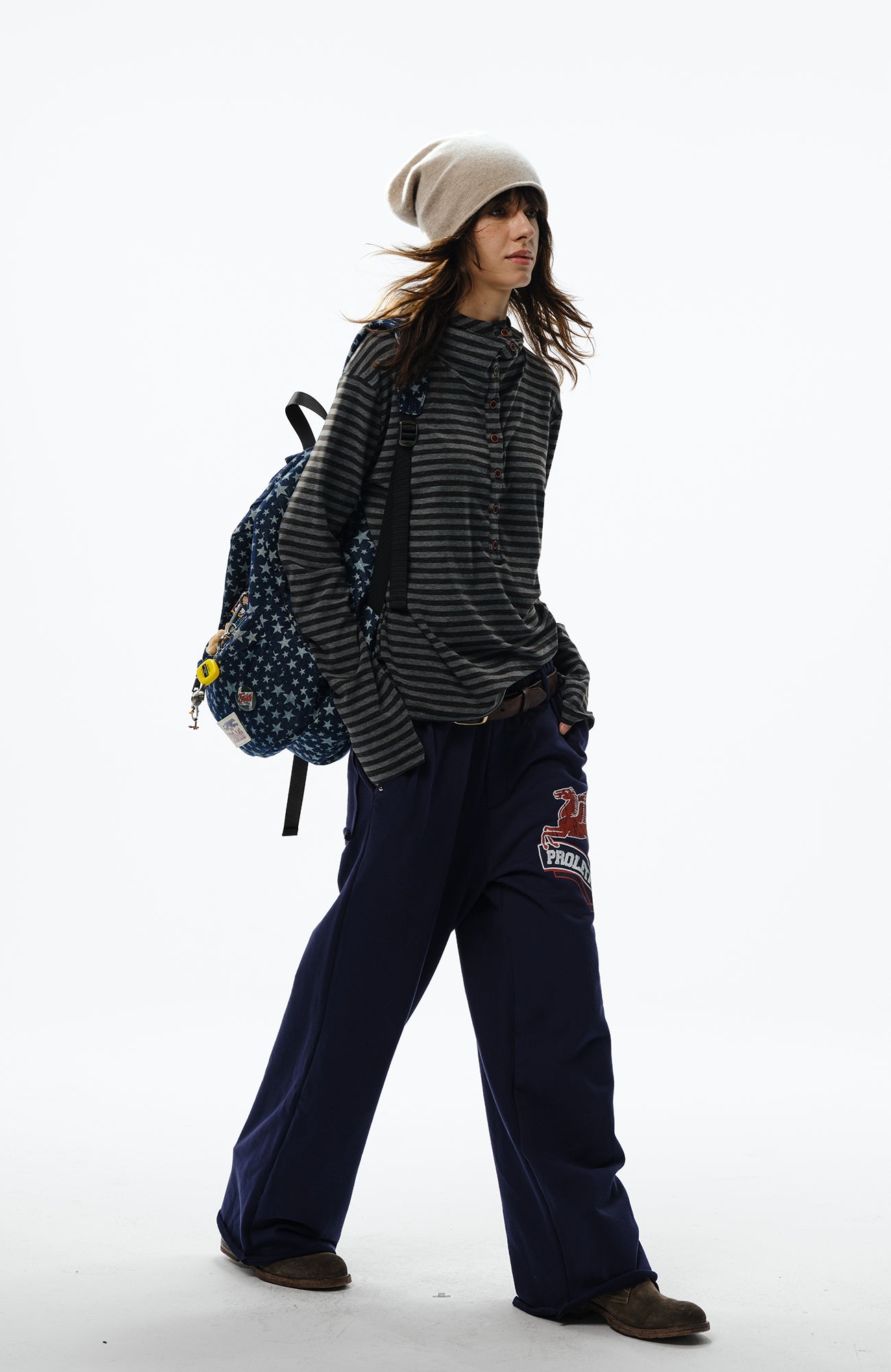 TRECLUB Multi-Eyelet Star Graphic Campus Backpack