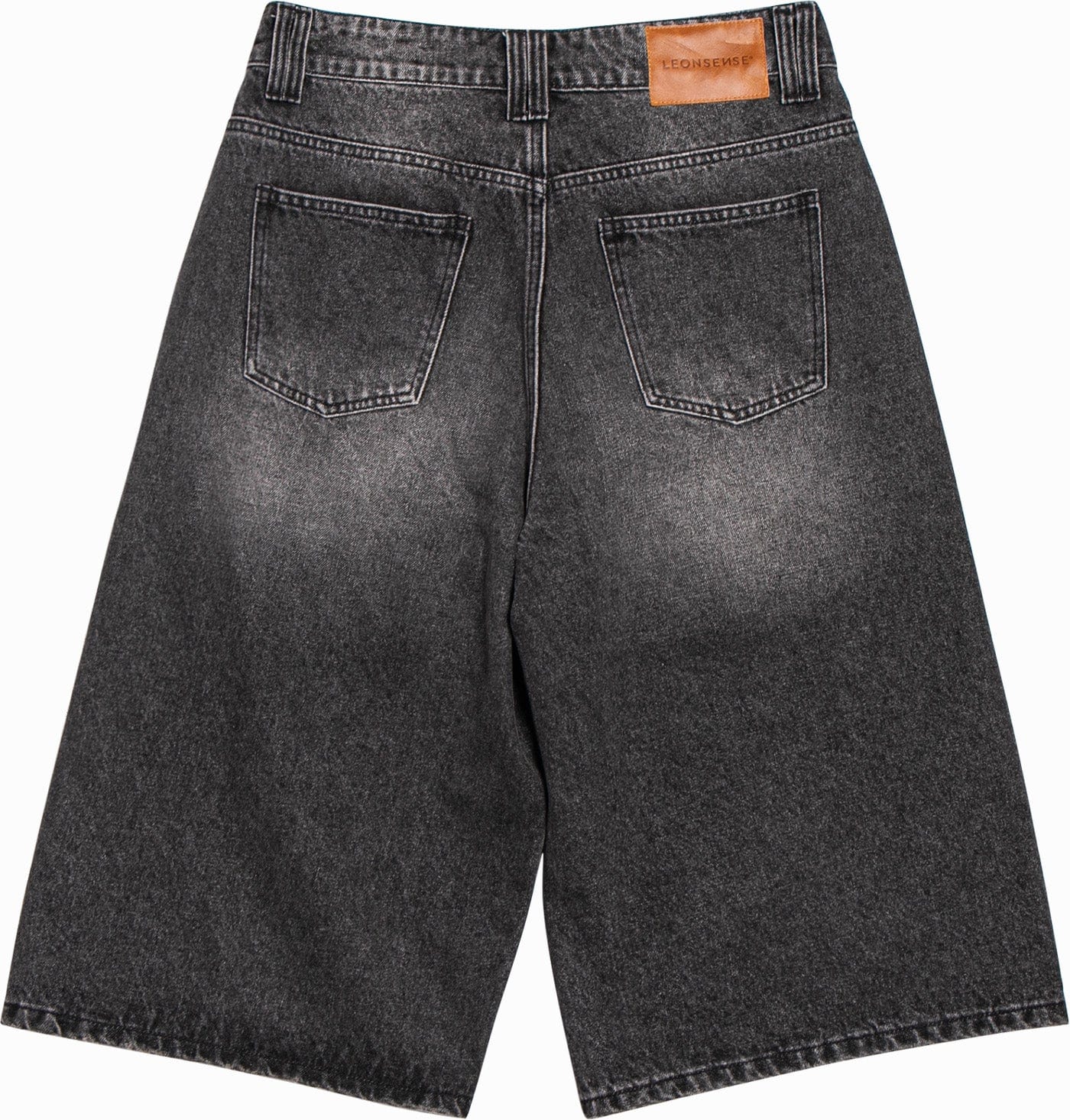 LEONSENSE Spliced Washed Oversized Jeans Shorts