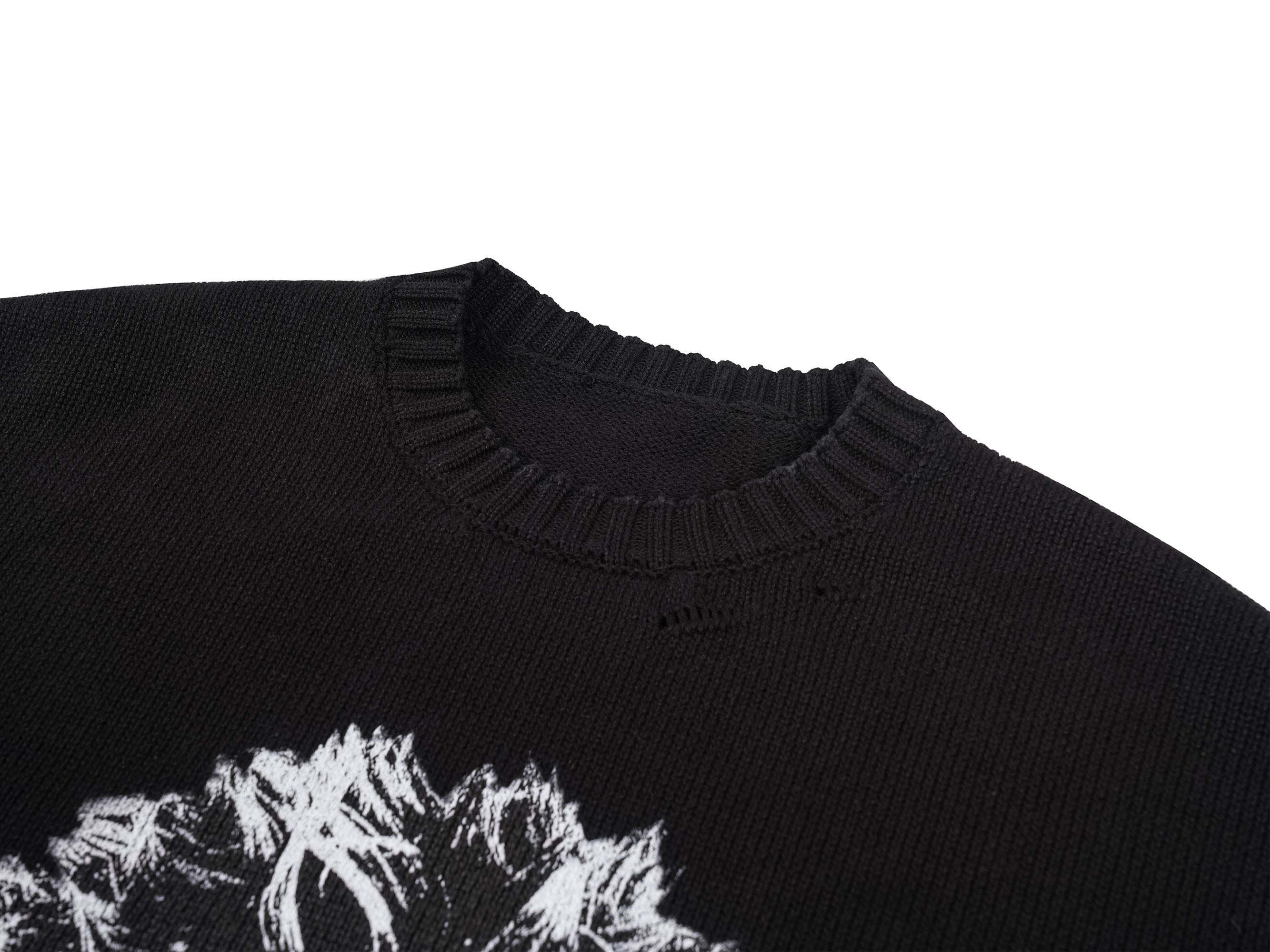 UNDERWATER Demon Portrait Distressed Sweater