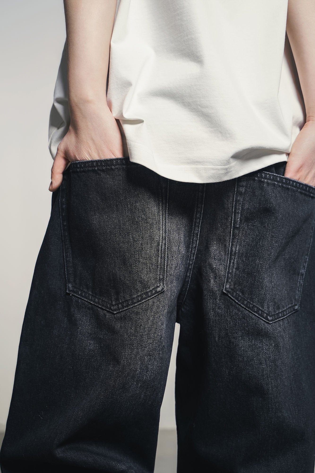 MAKEMORE Retro Washed Ripped Straight-Leg Jeans, premium urban and streetwear designers apparel on PROJECTISR.com, MAKEMORE