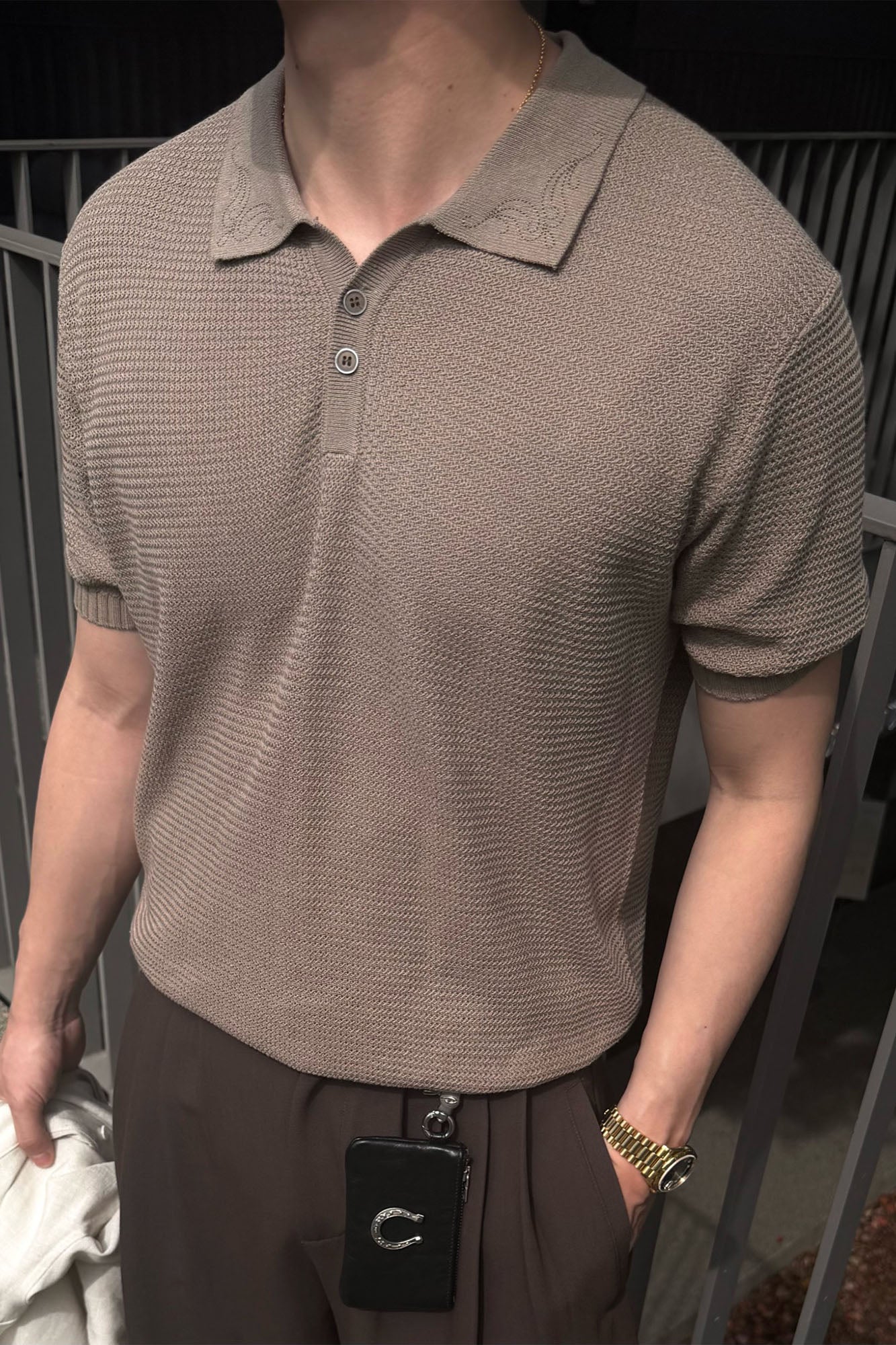 CATSSTAC Linen-Blend Knitted Polo Tee, premium urban and streetwear designers apparel on PROJECTISR.com, CATSSTAC