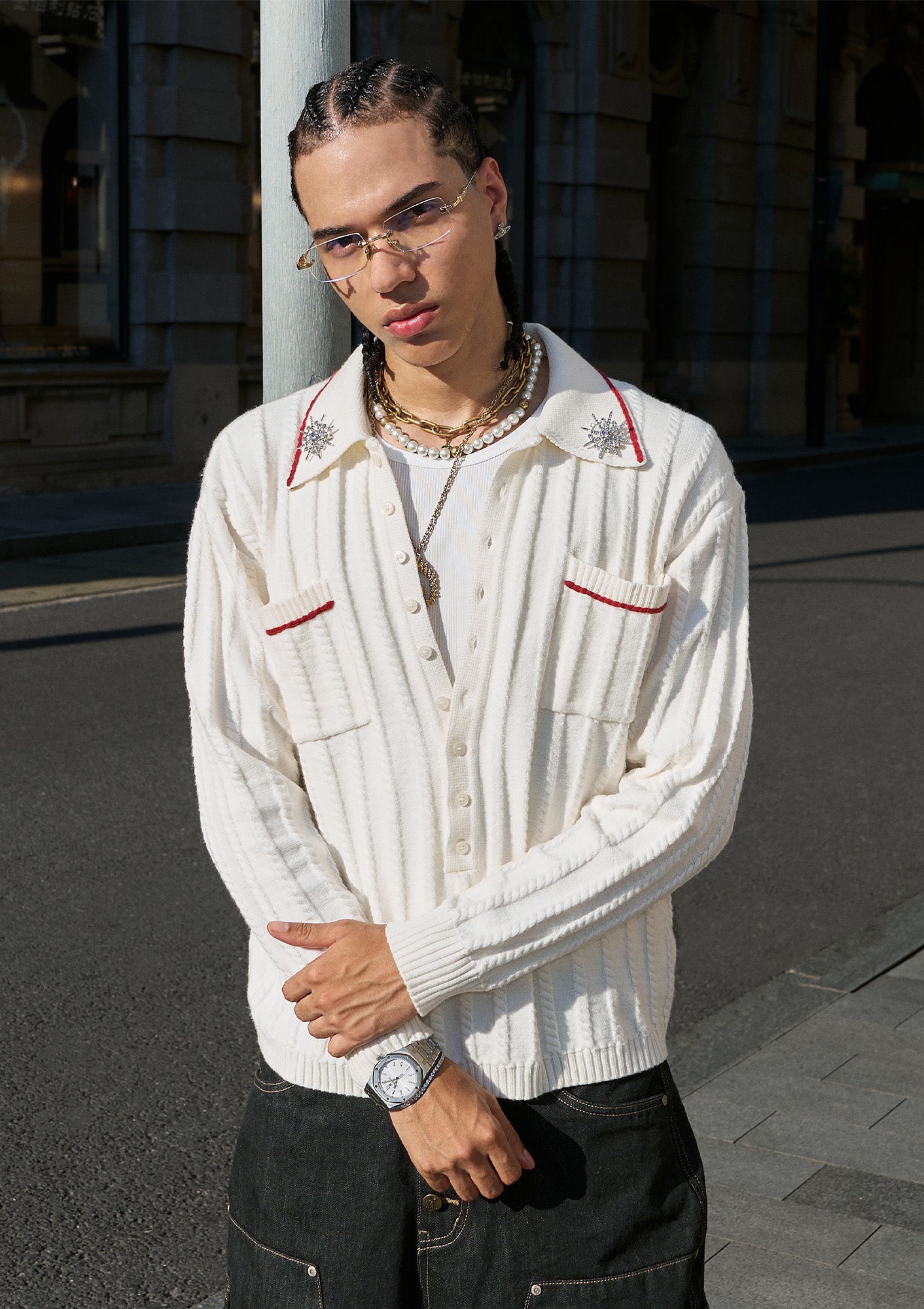 STEEPC Twist-Stitch Contrast Piped Sweater, premium urban and streetwear designers apparel on PROJECTISR.com, STEEPC