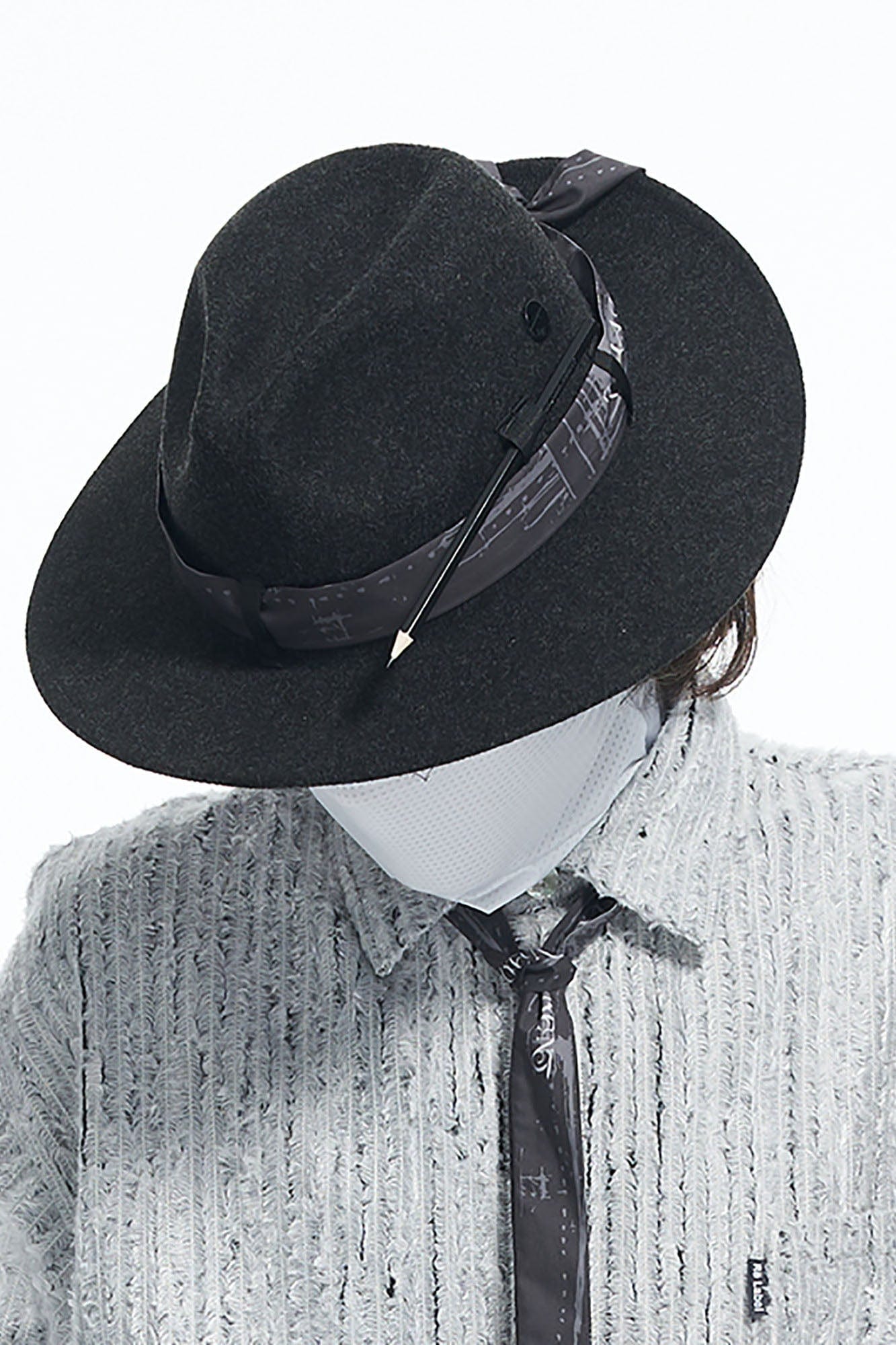 RELABEL Wool Felt Detachable Silk-Scarf Fedora Hat, premium urban and streetwear designers apparel on PROJECTISR.com, RELABEL