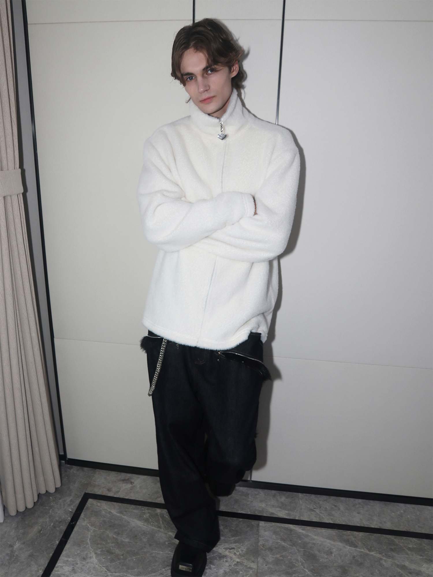 ASSEEN Asym-Zip Mohair Cardigan