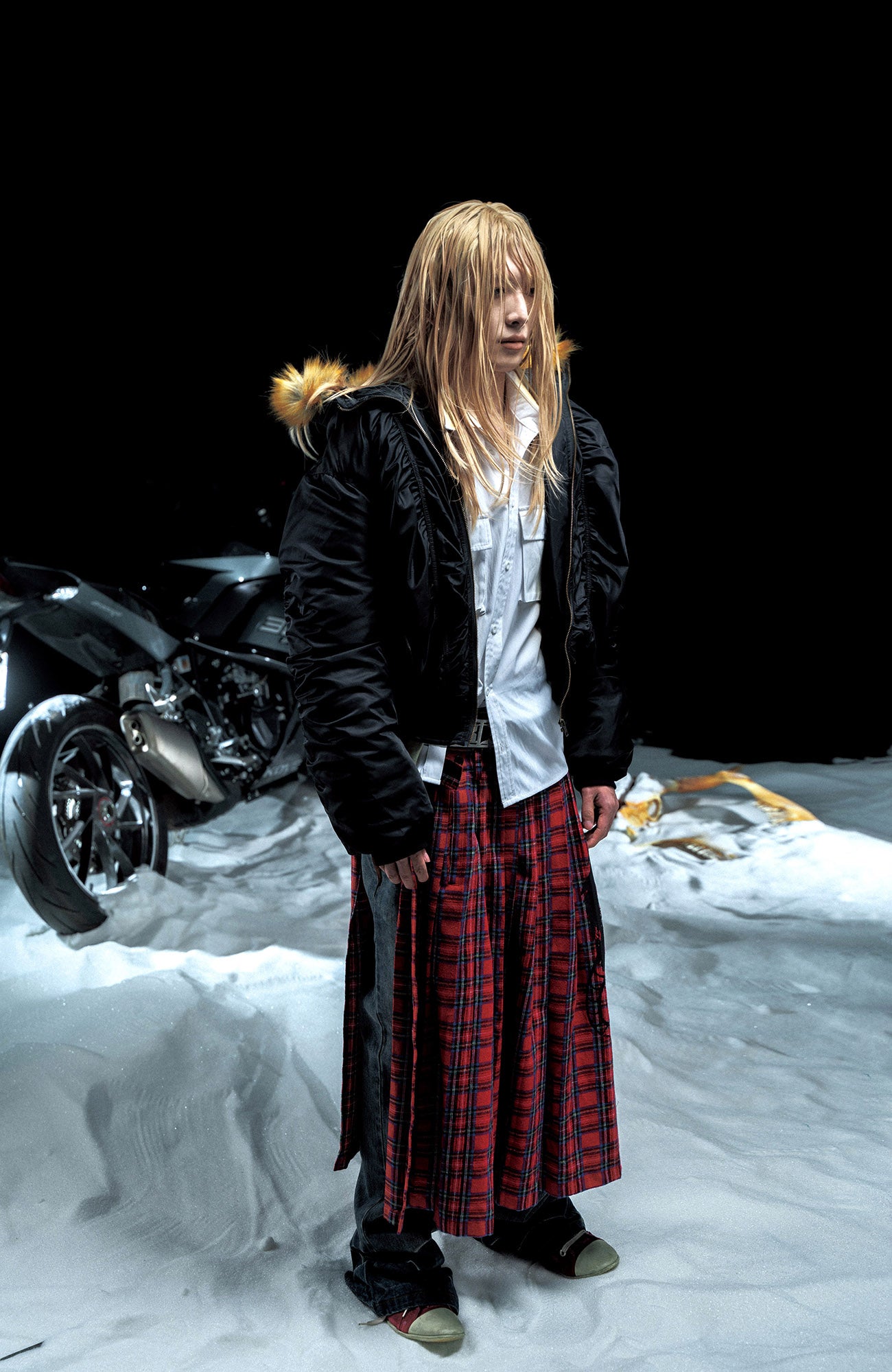 PCCVISION Faux Fur Hooded Cropped Puffer Jacket