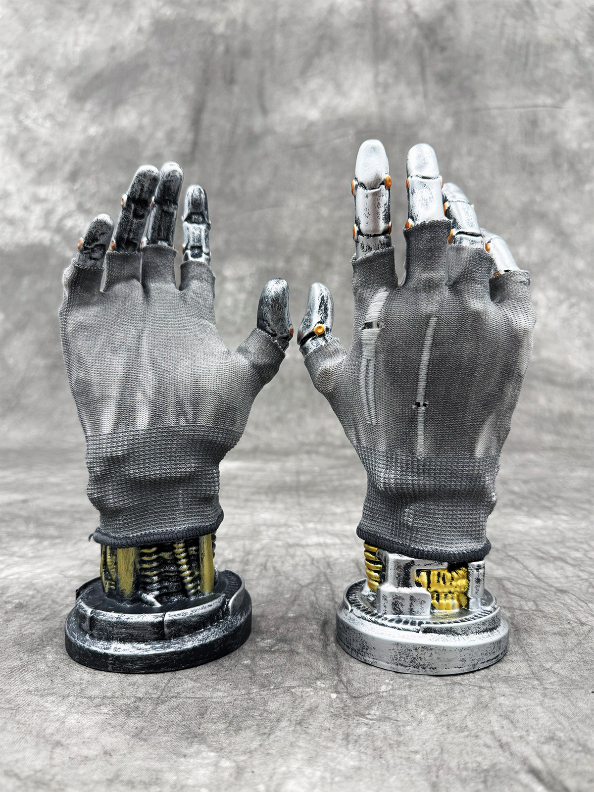 STEAM Distressed Paint-Coated Faux Leather Fingerless Riding Gloves