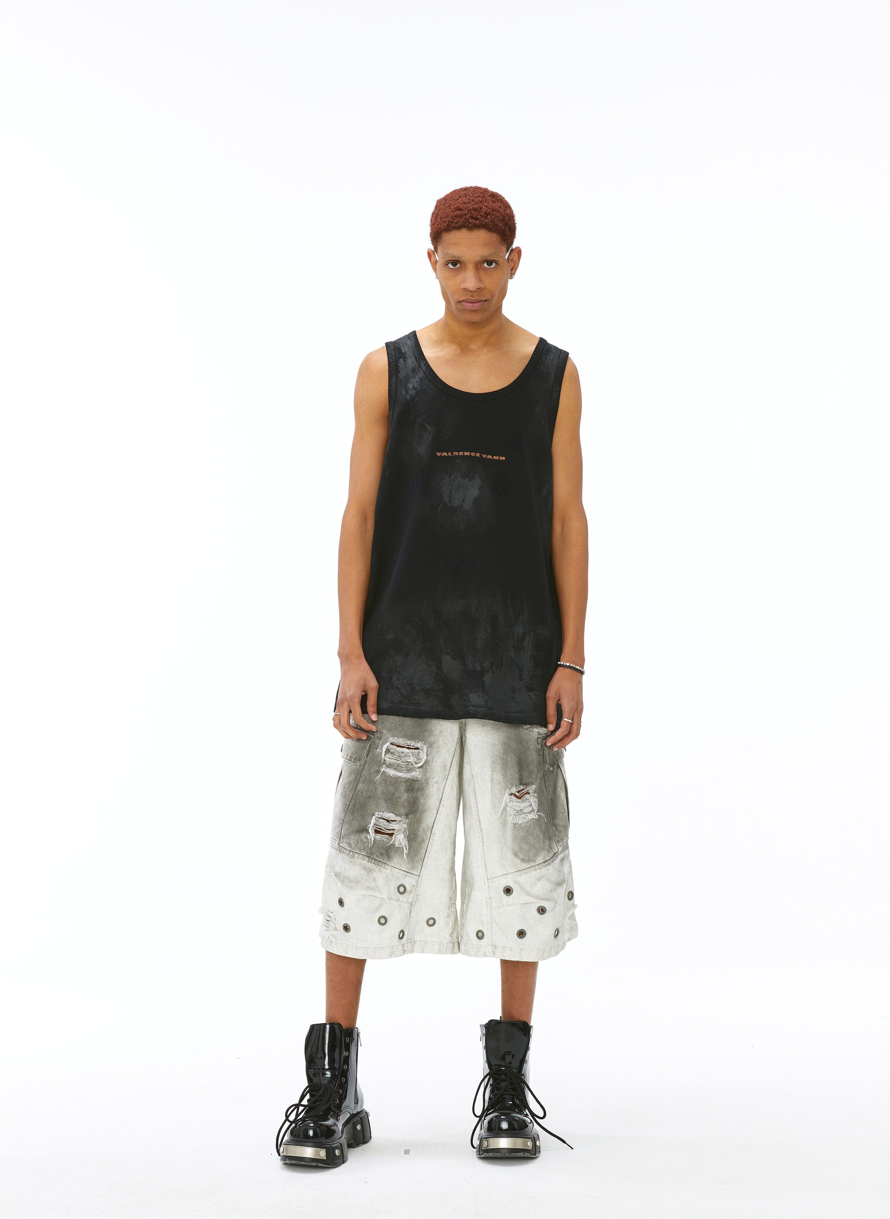 VANN VALRENCE Washed-Dyed Oversized Tank Top