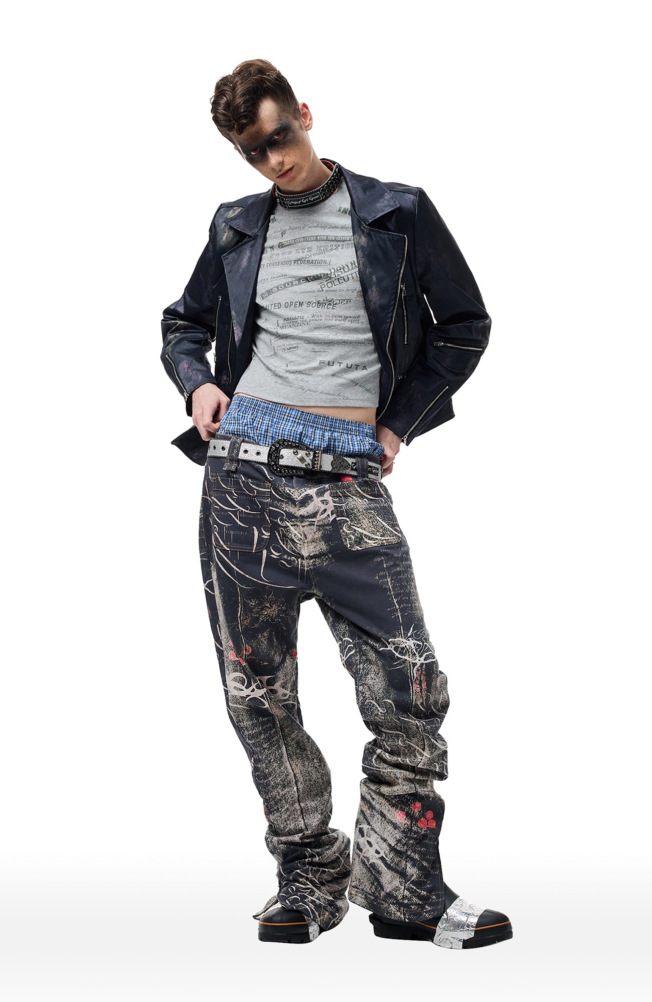 CYCYCY Full-Print Script Flared Jeans