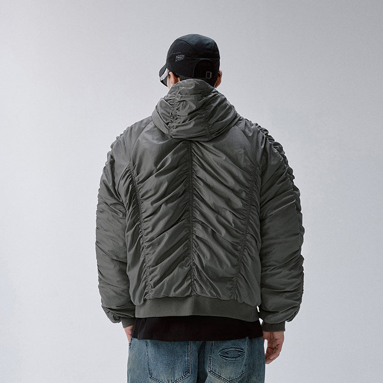 F2CE Ruched Nylon Hooded Bomber