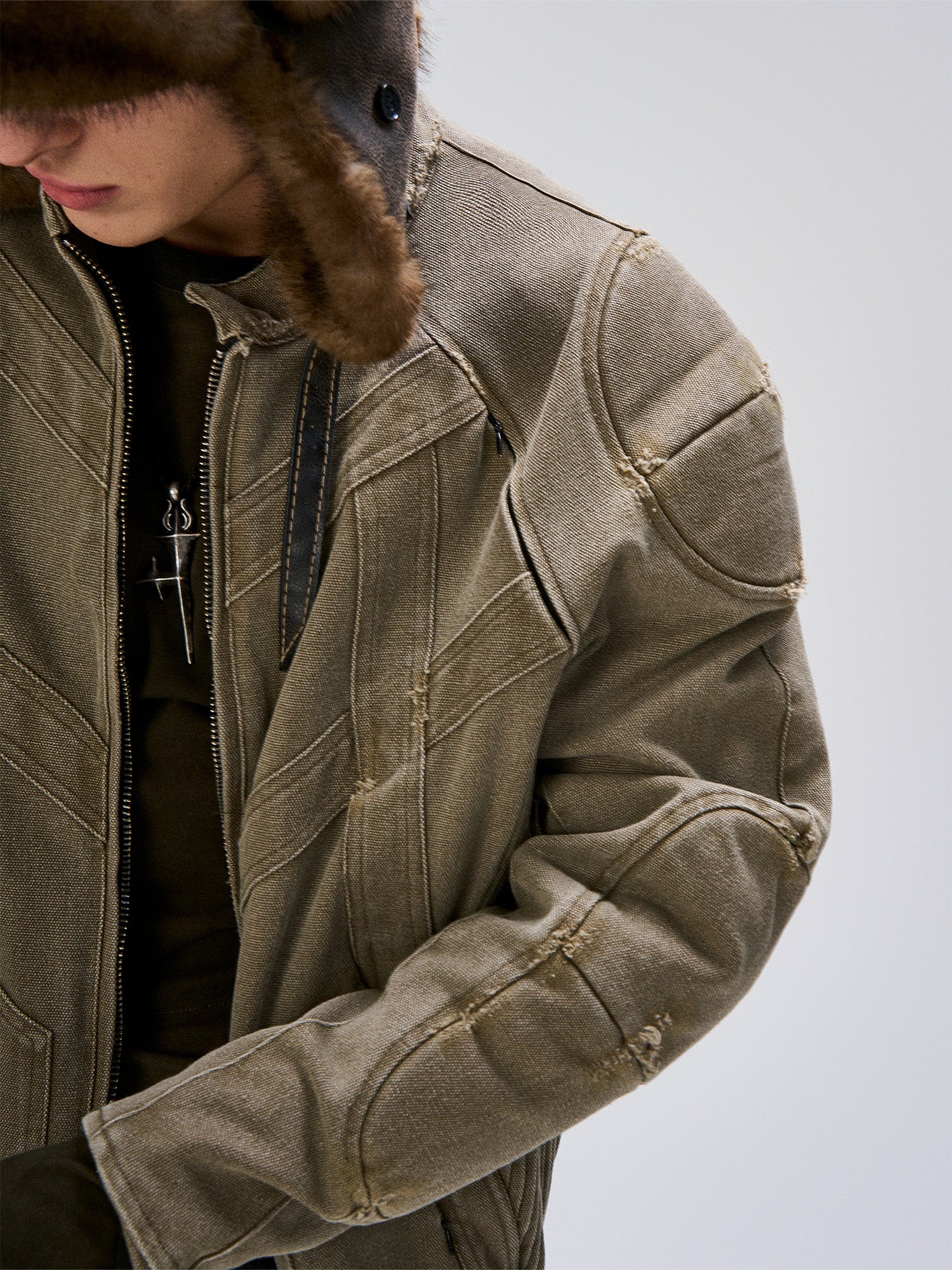 FLYERRER Panel Armor Moto Canvas Jacket, premium urban and streetwear designers apparel on PROJECTISR.com, FLYERRER