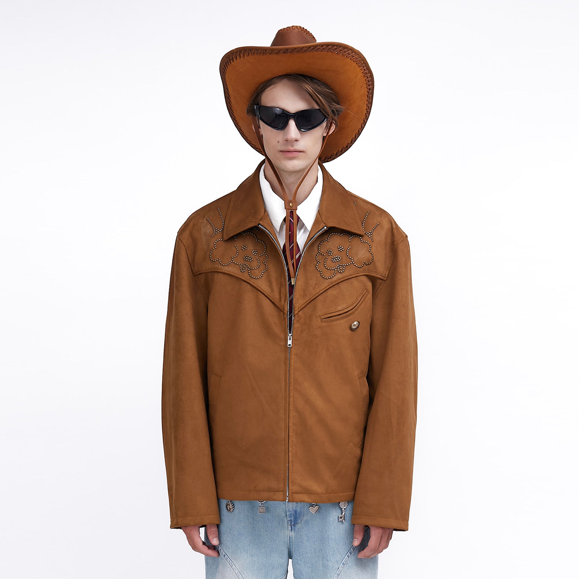 ASSEEN Studded Suede Yoke Jacket
