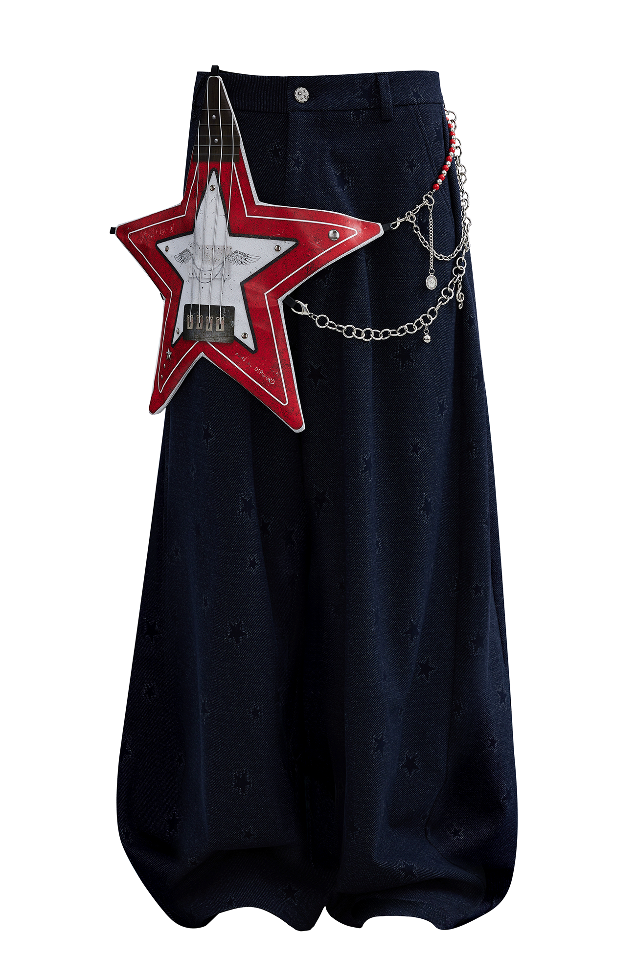 OIPWORD Star-Jacquard Wide-Leg Pants