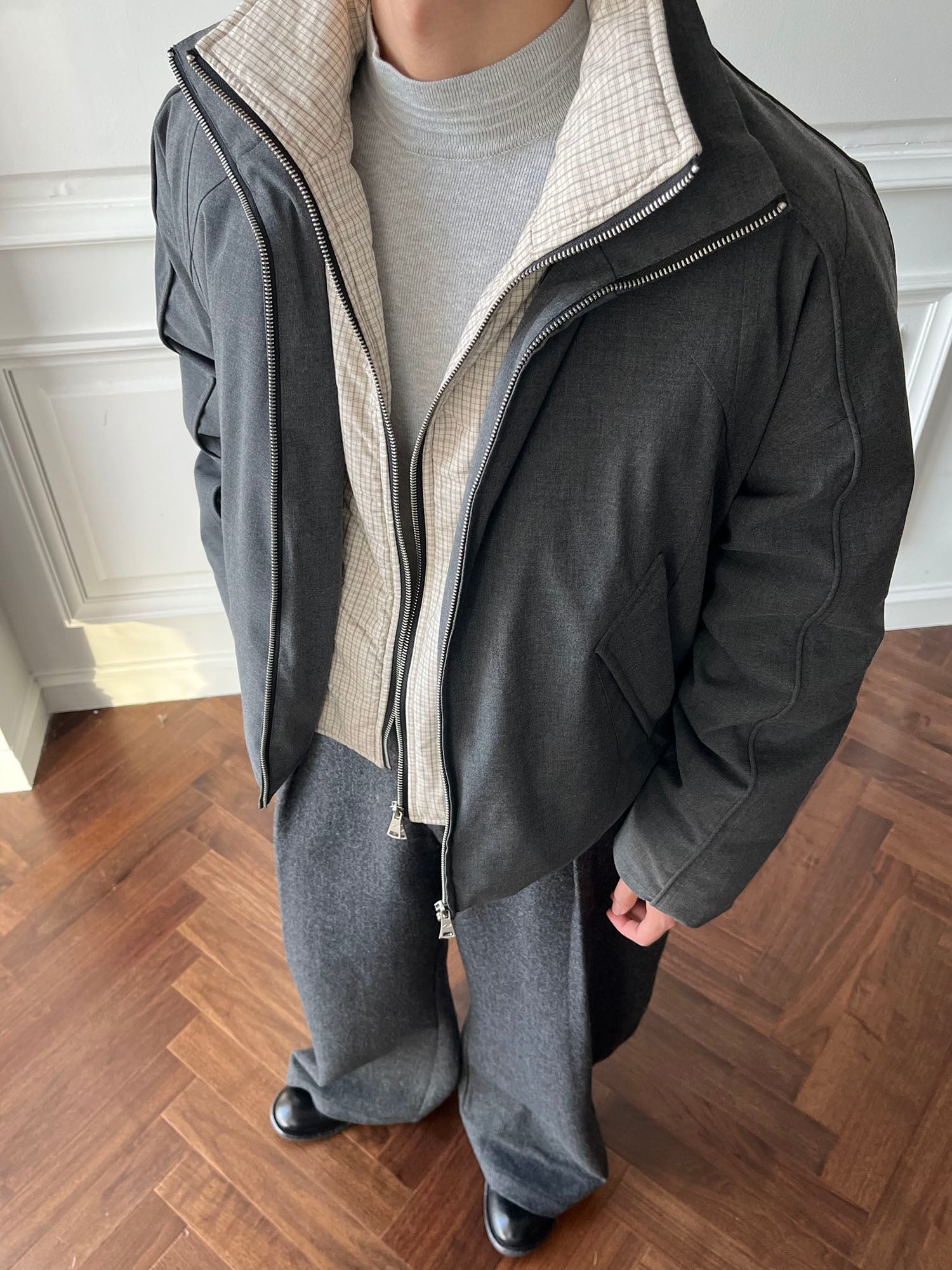 CATSSTAC Plaid Layered Down Jacket