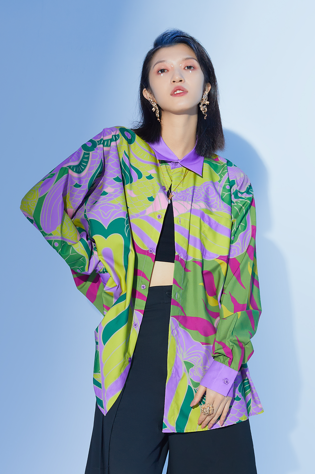 MASH UP ASIA Abstract Botanical Graphic Shirt, premium urban and streetwear designers apparel on PROJECTISR.com, MASH UP ASIA