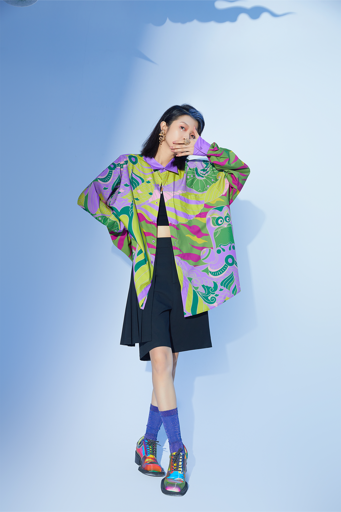 MASH UP ASIA Abstract Botanical Graphic Shirt, premium urban and streetwear designers apparel on PROJECTISR.com, MASH UP ASIA
