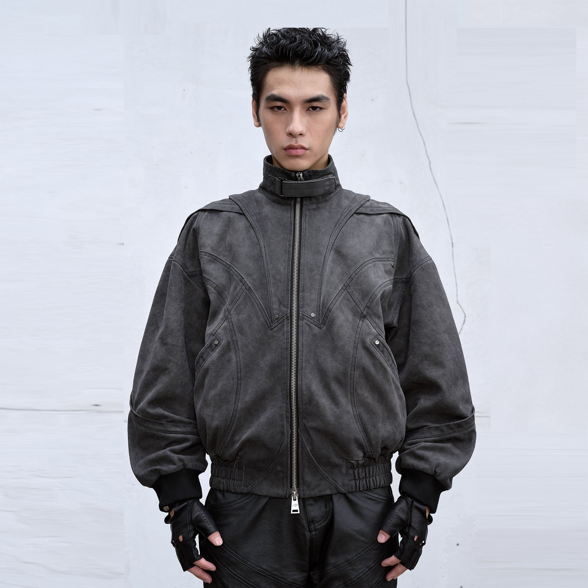 CATSSTAC Deconstructed Faded Wash Dual-Zipper Jacket, premium urban and streetwear designers apparel on PROJECTISR.com, CATSSTAC