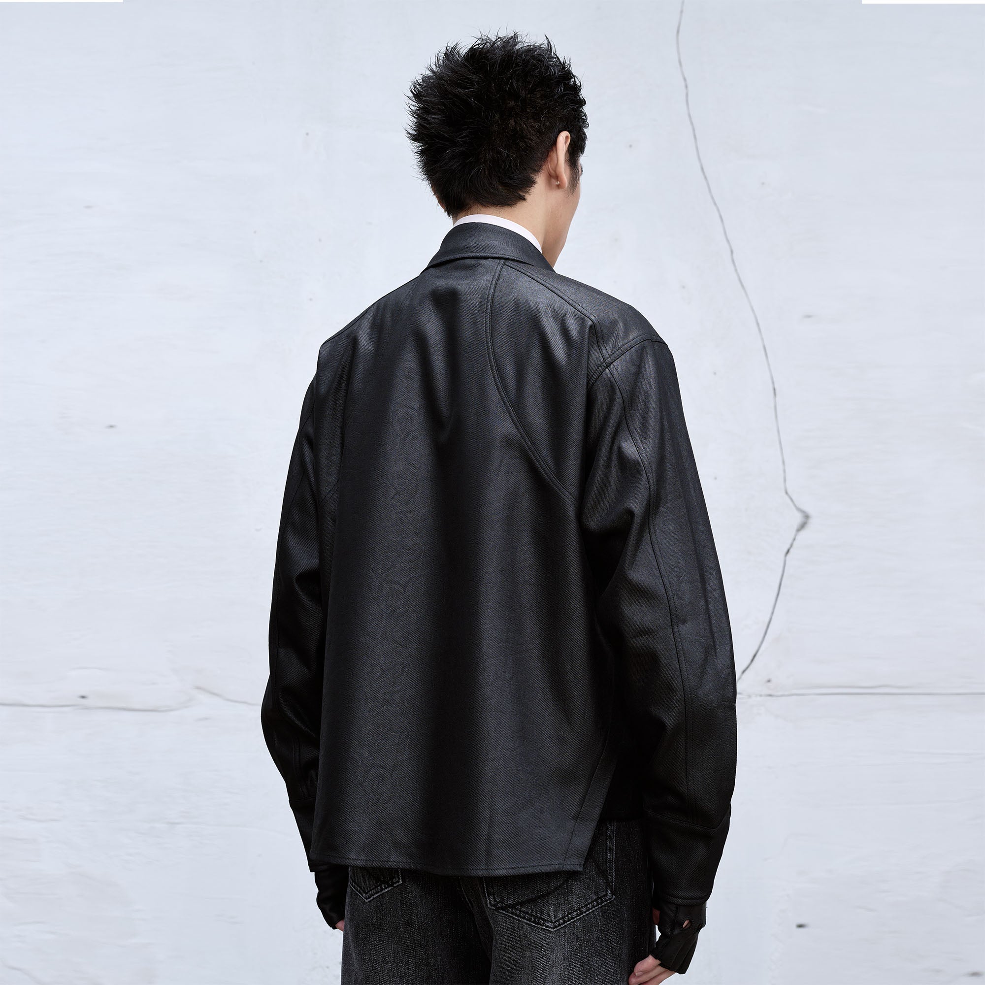 CATSSTAC Waxed Faux Leather Panel Jacket, premium urban and streetwear designers apparel on PROJECTISR.com, CATSSTAC