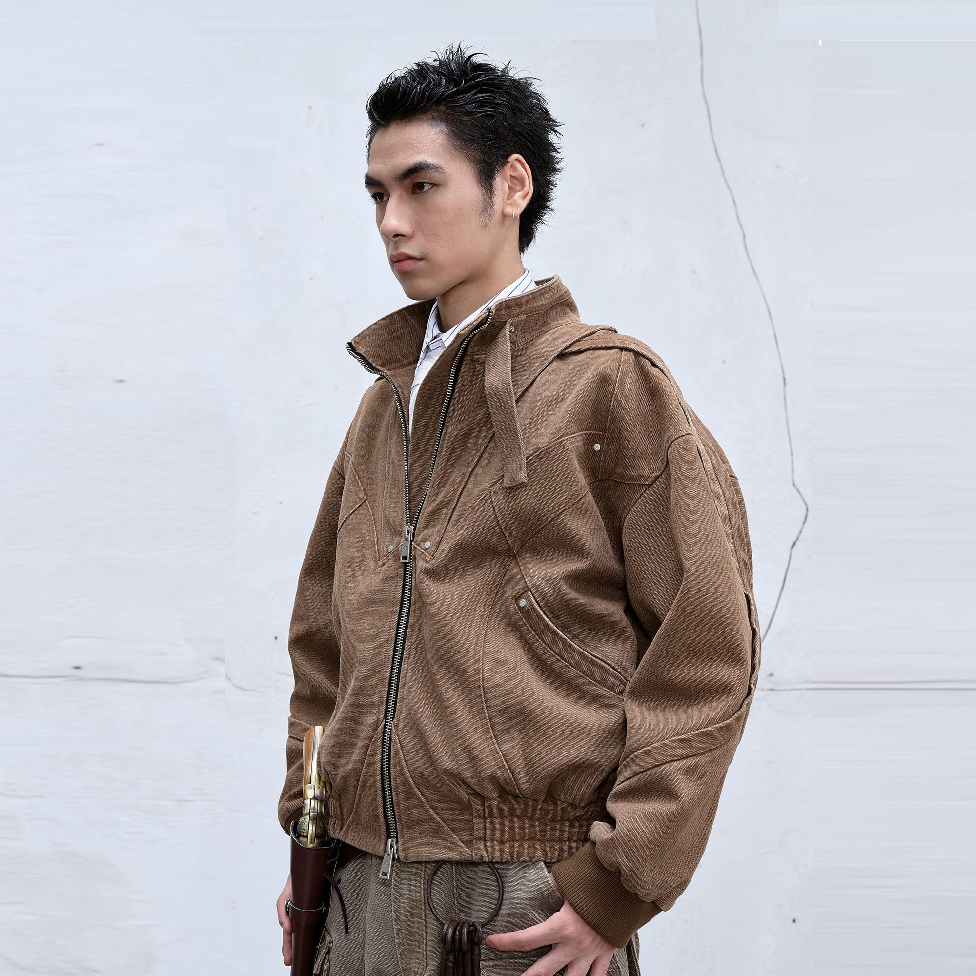 CATSSTAC Deconstructed Faded Wash Dual-Zipper Jacket, premium urban and streetwear designers apparel on PROJECTISR.com, CATSSTAC