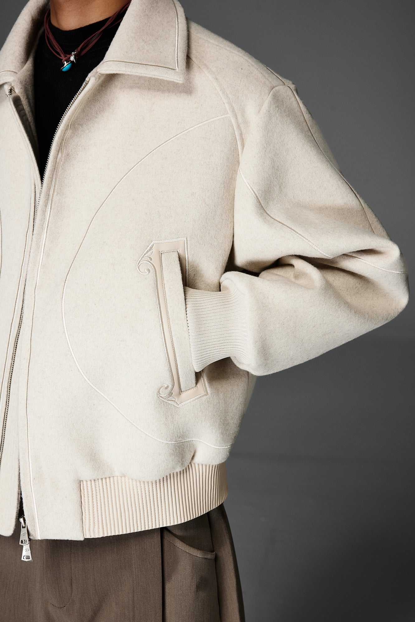 CATSSTAC Topstitch Ornate Pocket Wool-Blend Jacket
