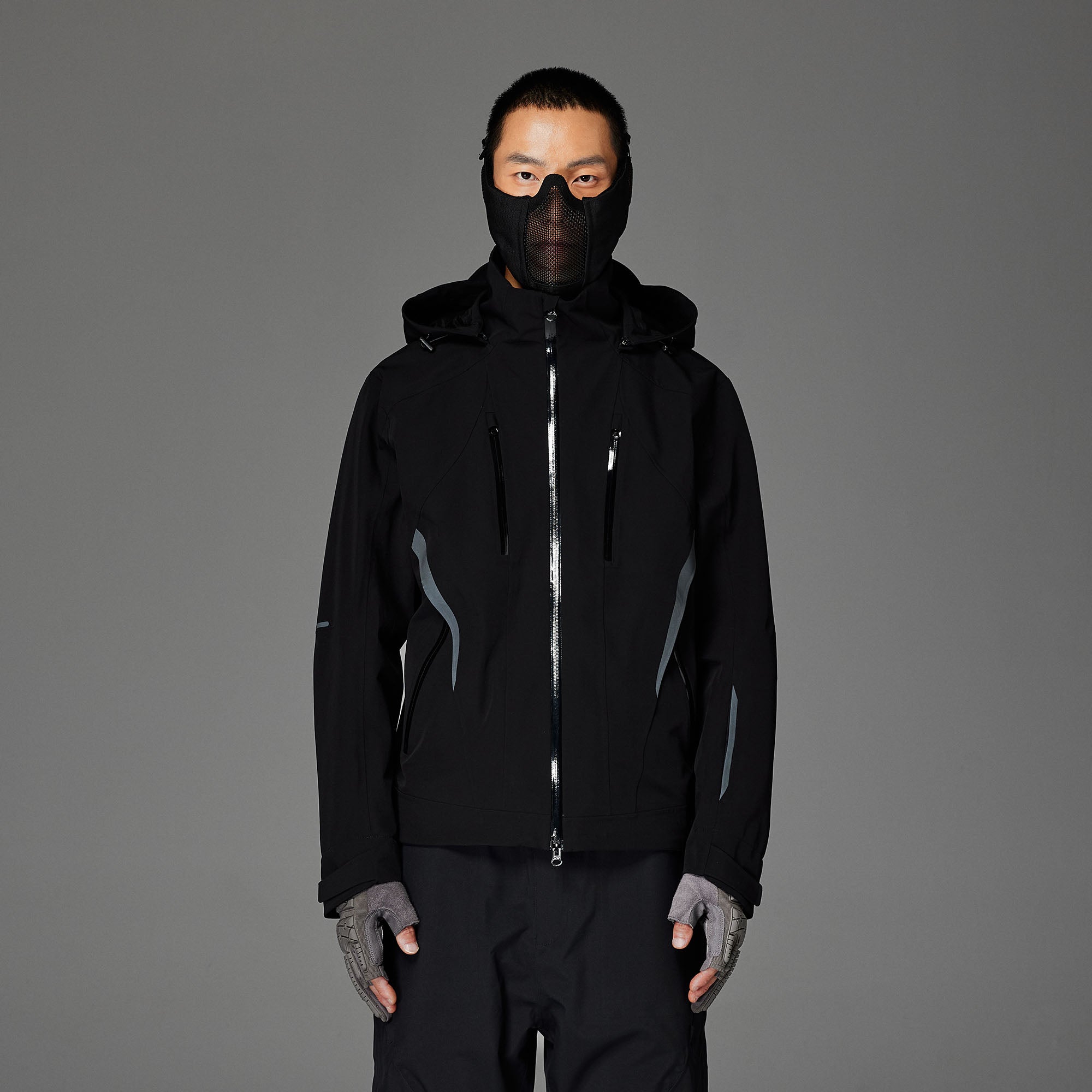 CATSSTAC Reflective Panels Tech Windbreaker Hooded Jacket