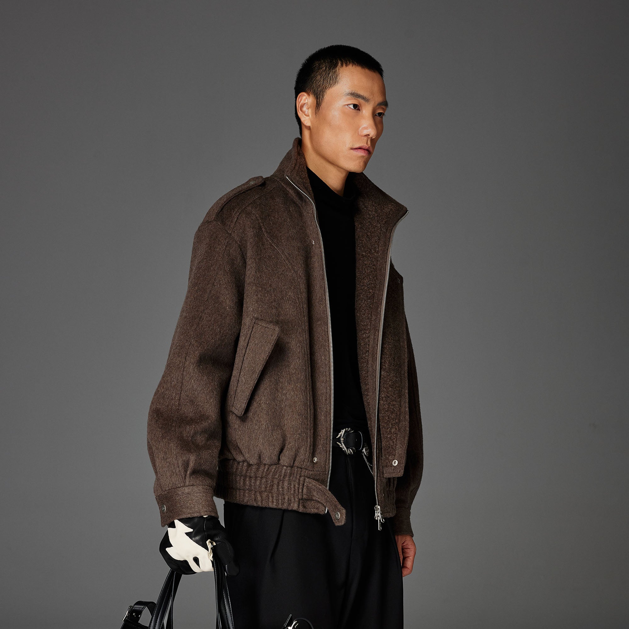 CATSSTAC Asymmetric Placket Flap Pockets Jacket